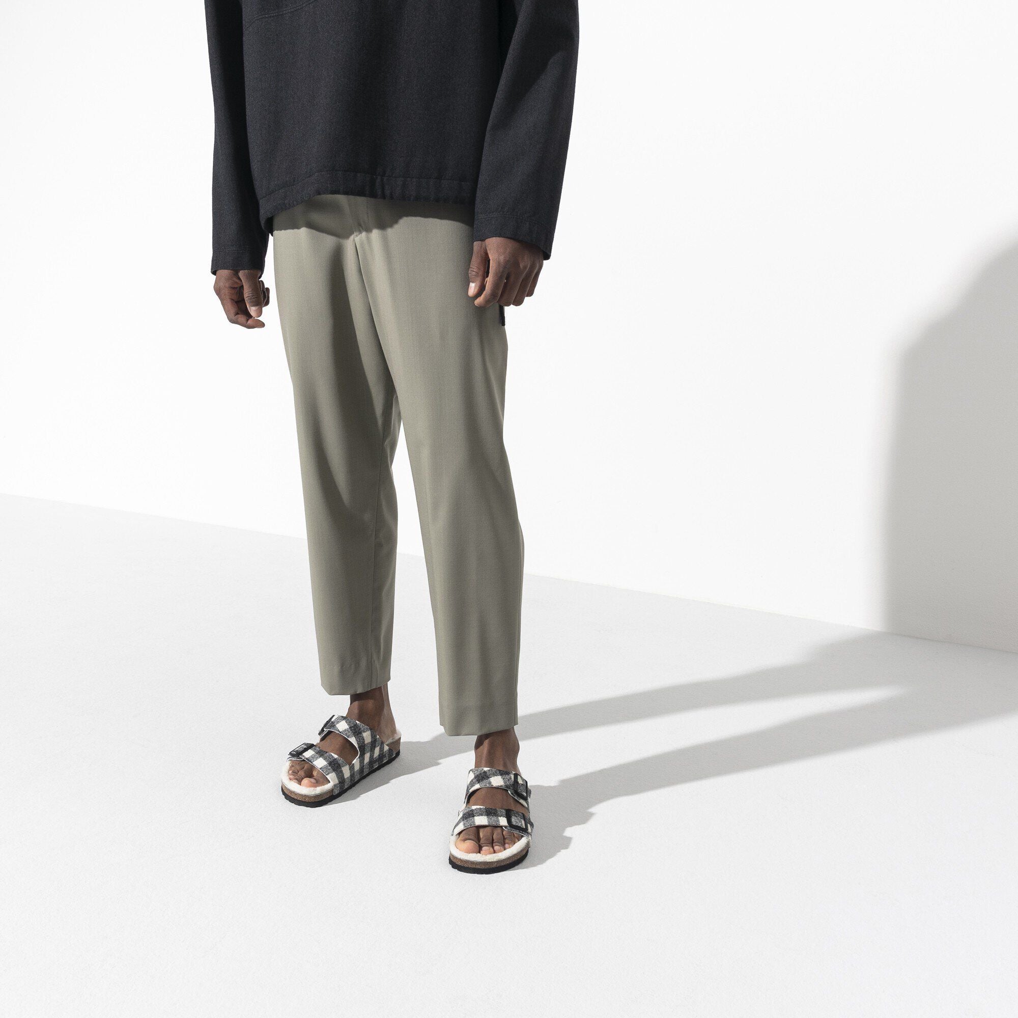 Arizona Shearling Suede Leather-Shearling Plaid White