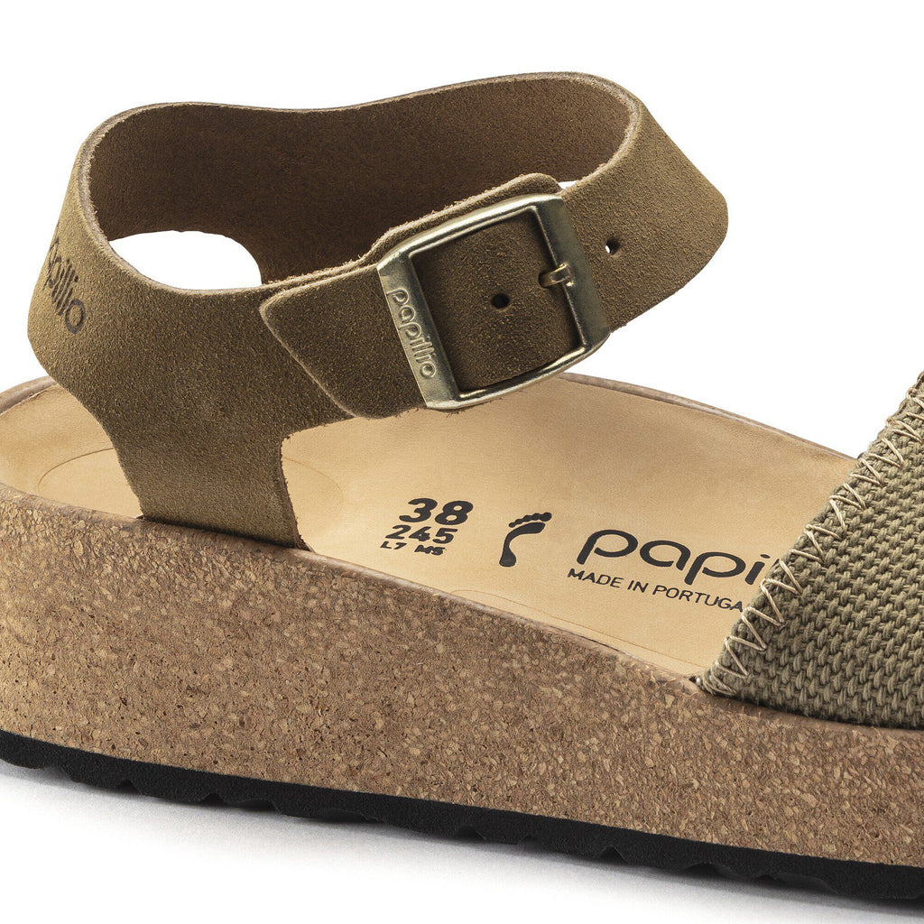 Glenda Suede Leather-Textile Faded Khaki
