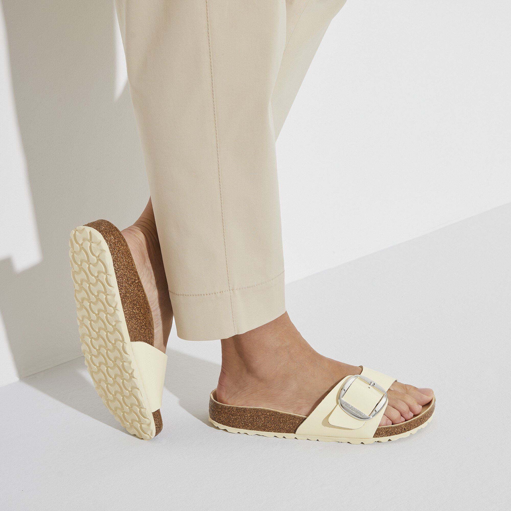 Madrid Big Buckle Natural Leather Patent High Shine Butter