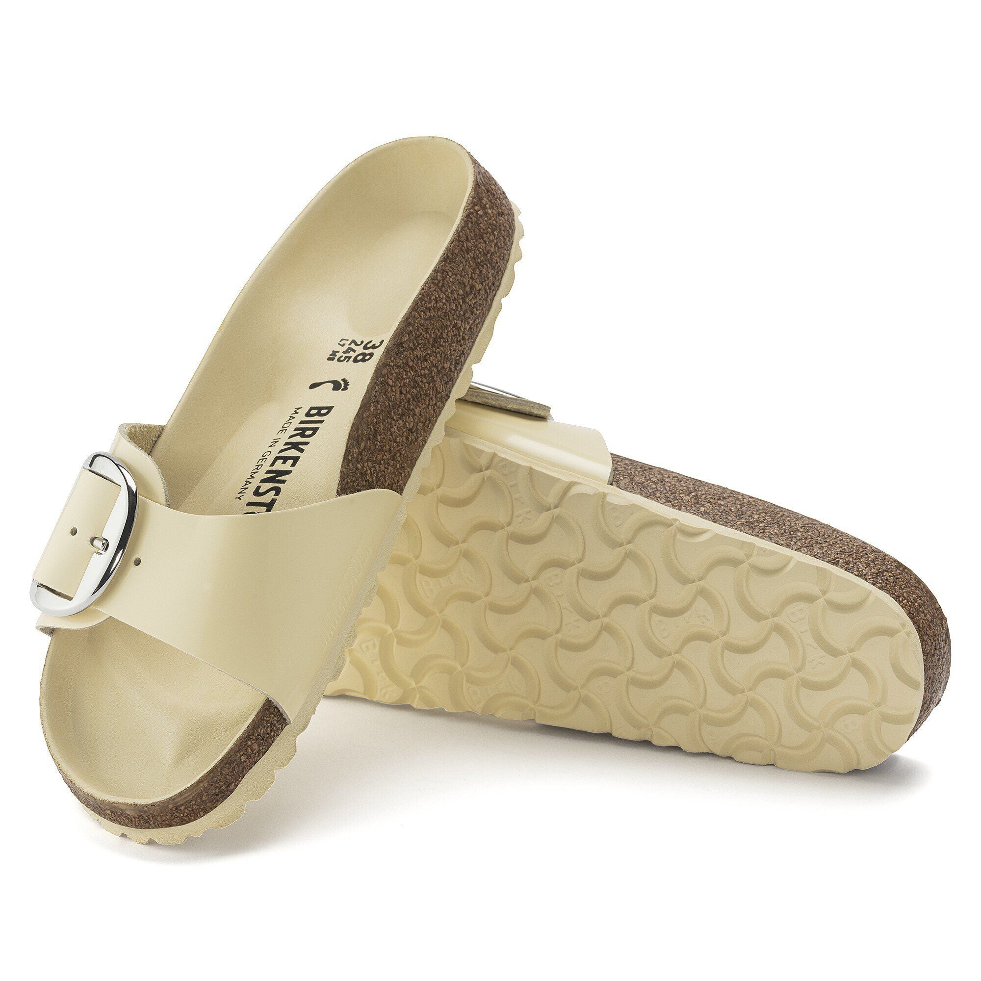 Madrid Big Buckle Natural Leather Patent High Shine Butter