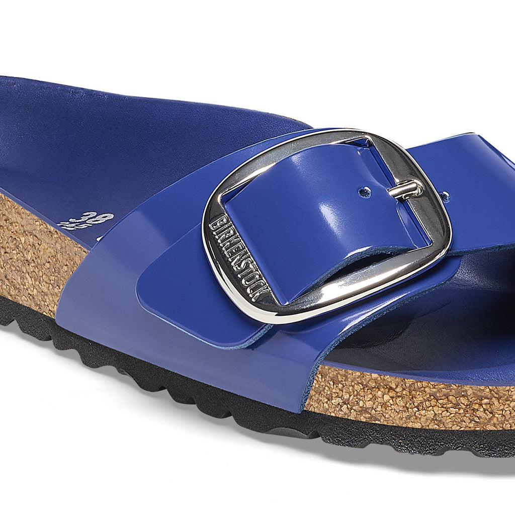 Madrid Big Buckle Natural Leather Patent High-Shine Cobalt