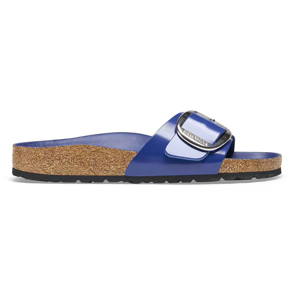 Madrid Big Buckle Natural Leather Patent High-Shine Cobalt