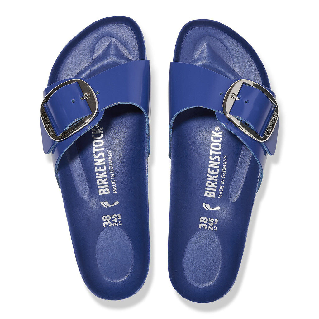 Madrid Big Buckle Natural Leather Patent High-Shine Cobalt