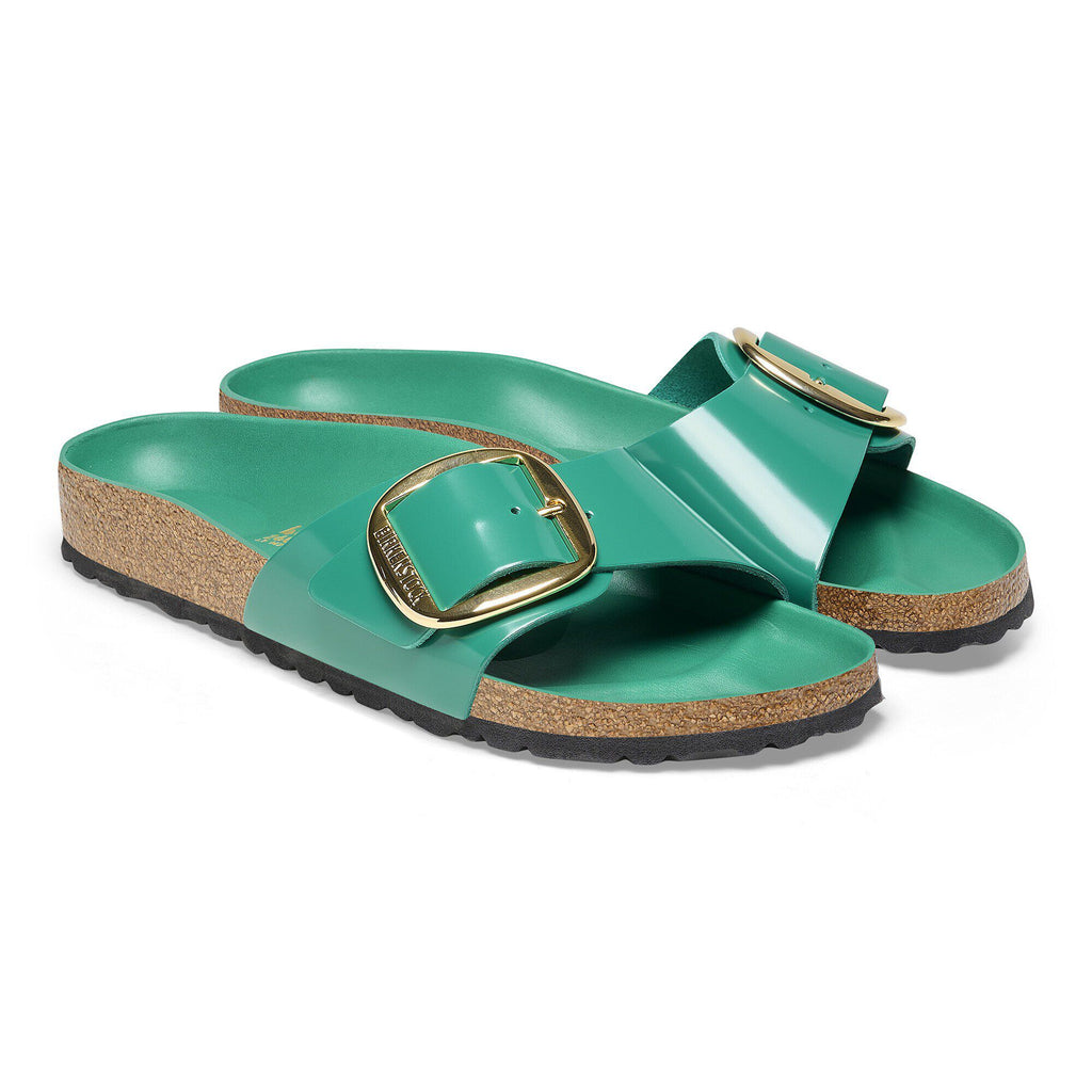 Madrid Big Buckle Natural Leather Patent High Shine Digital Green