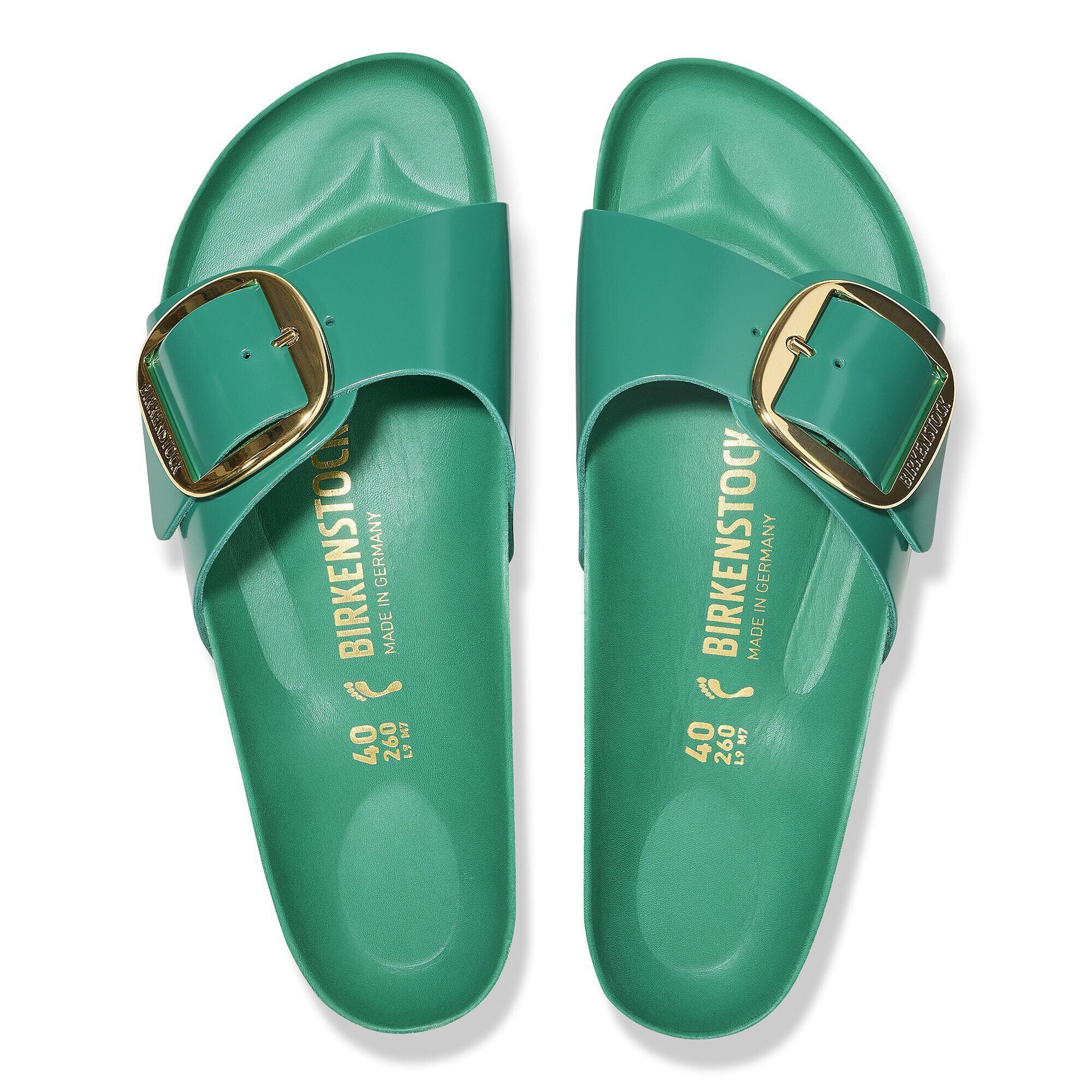 Madrid Big Buckle Natural Leather Patent High Shine Digital Green