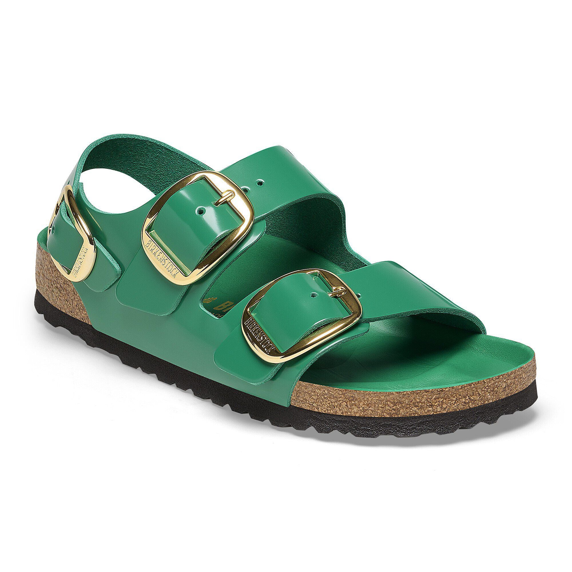 Milano Big Buckle Natural Leather Patent High Shine Digital Green
