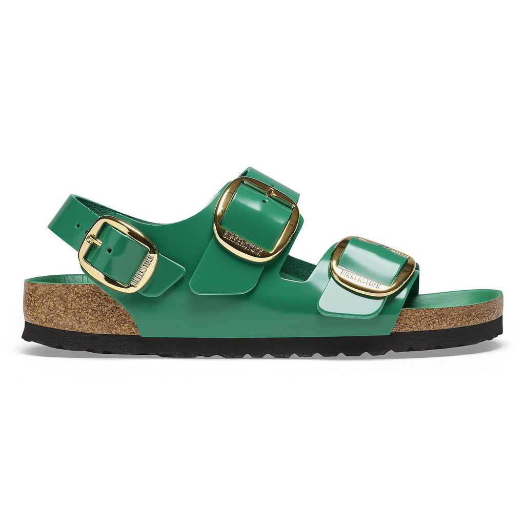 Milano Big Buckle Natural Leather Patent High Shine Digital Green