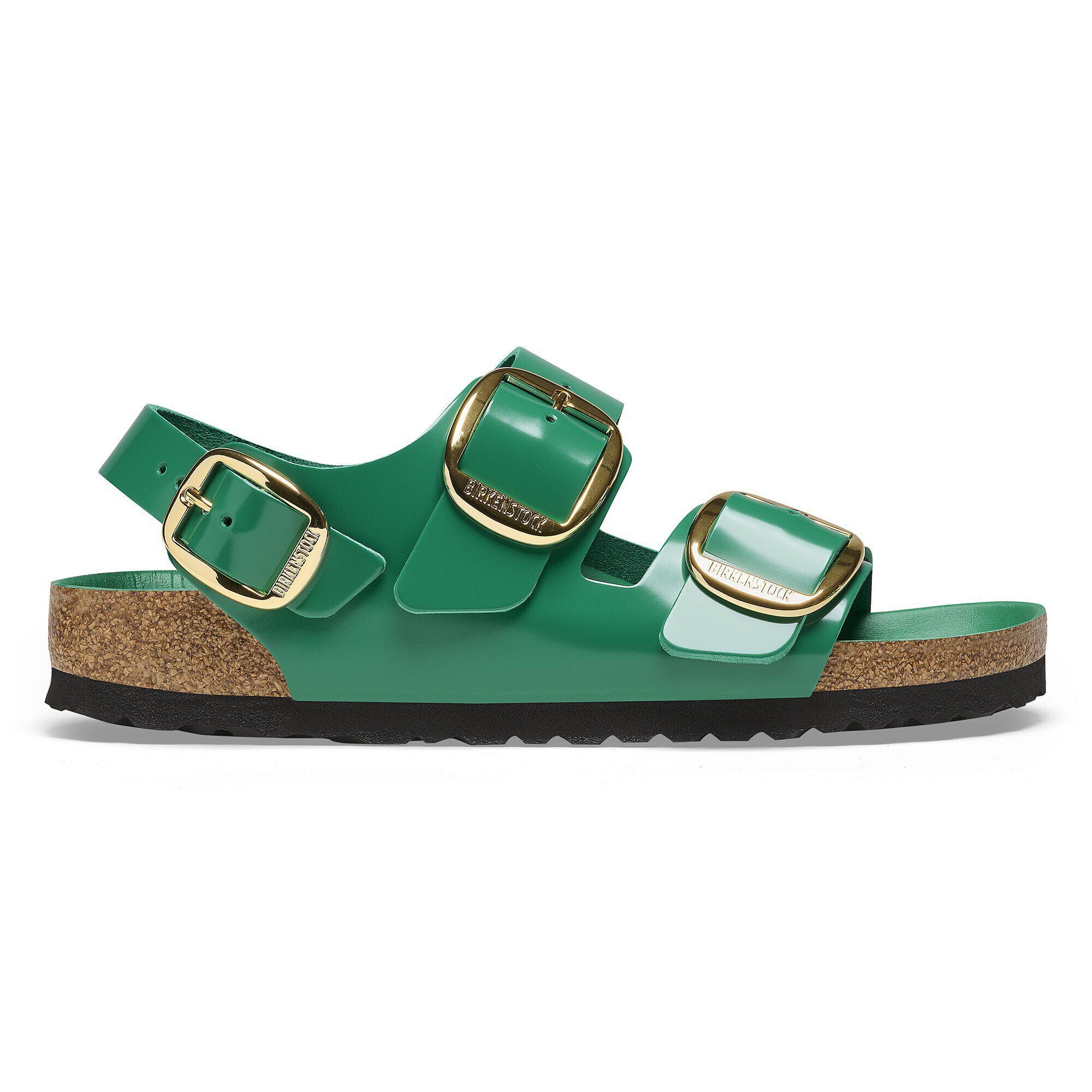 Milano Big Buckle Natural Leather Patent High Shine Digital Green