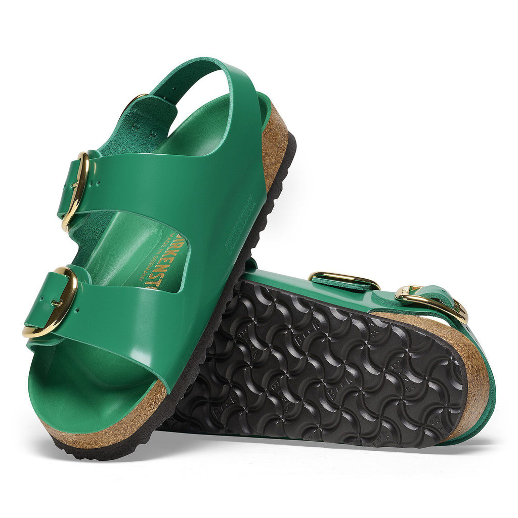 Milano Big Buckle Natural Leather Patent High Shine Digital Green