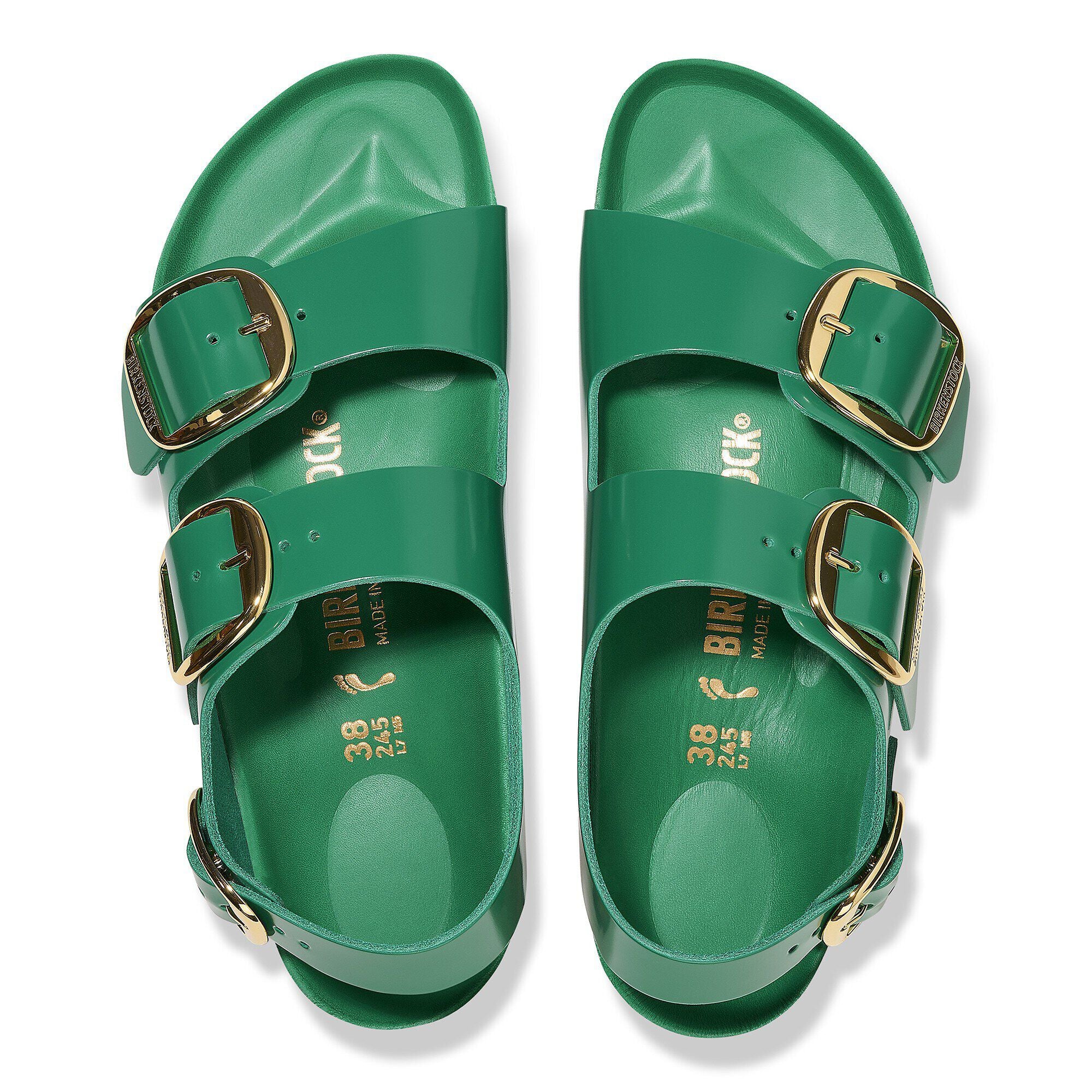 Milano Big Buckle Natural Leather Patent High Shine Digital Green