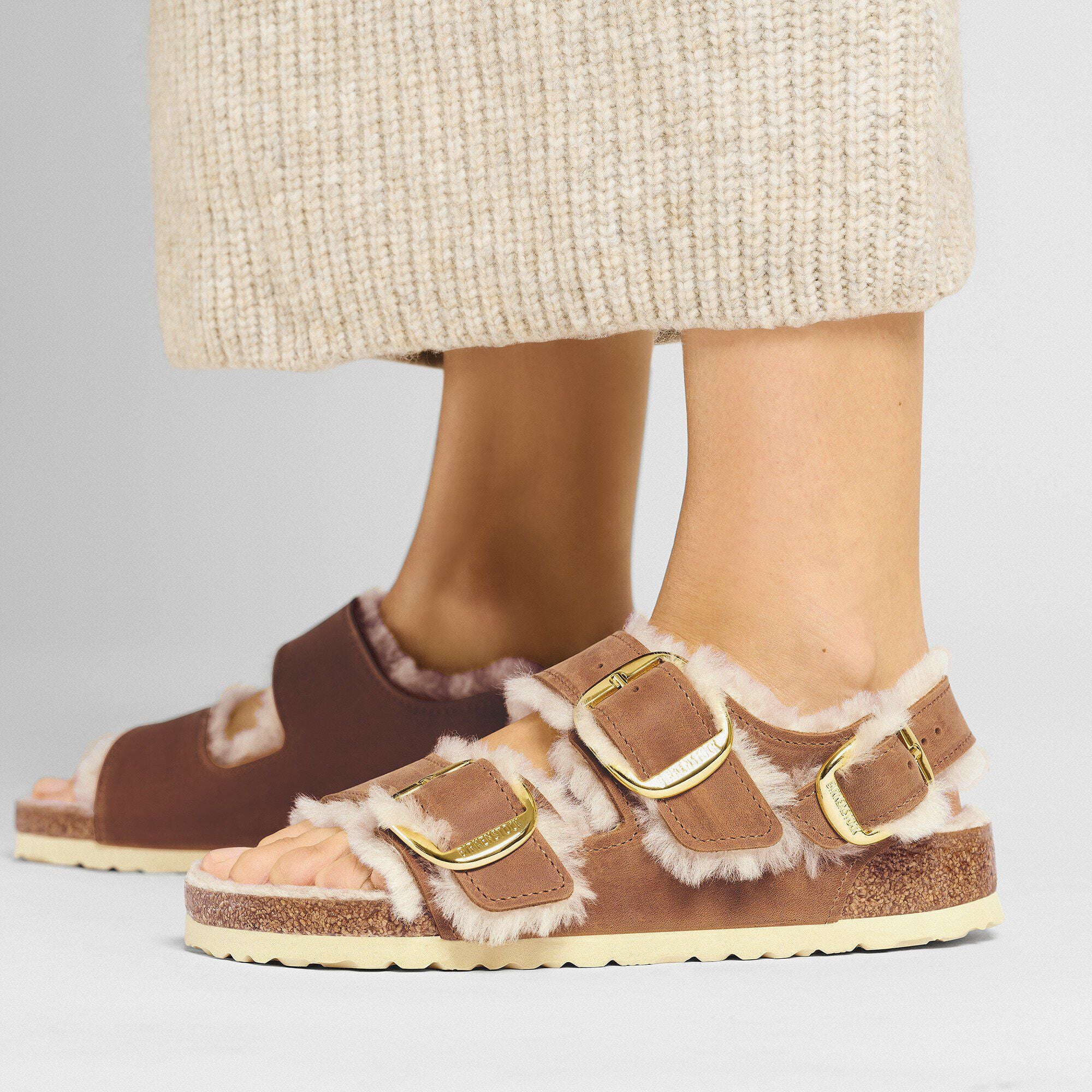 Milano Big Buckle Shearling Natural Leather Oiled