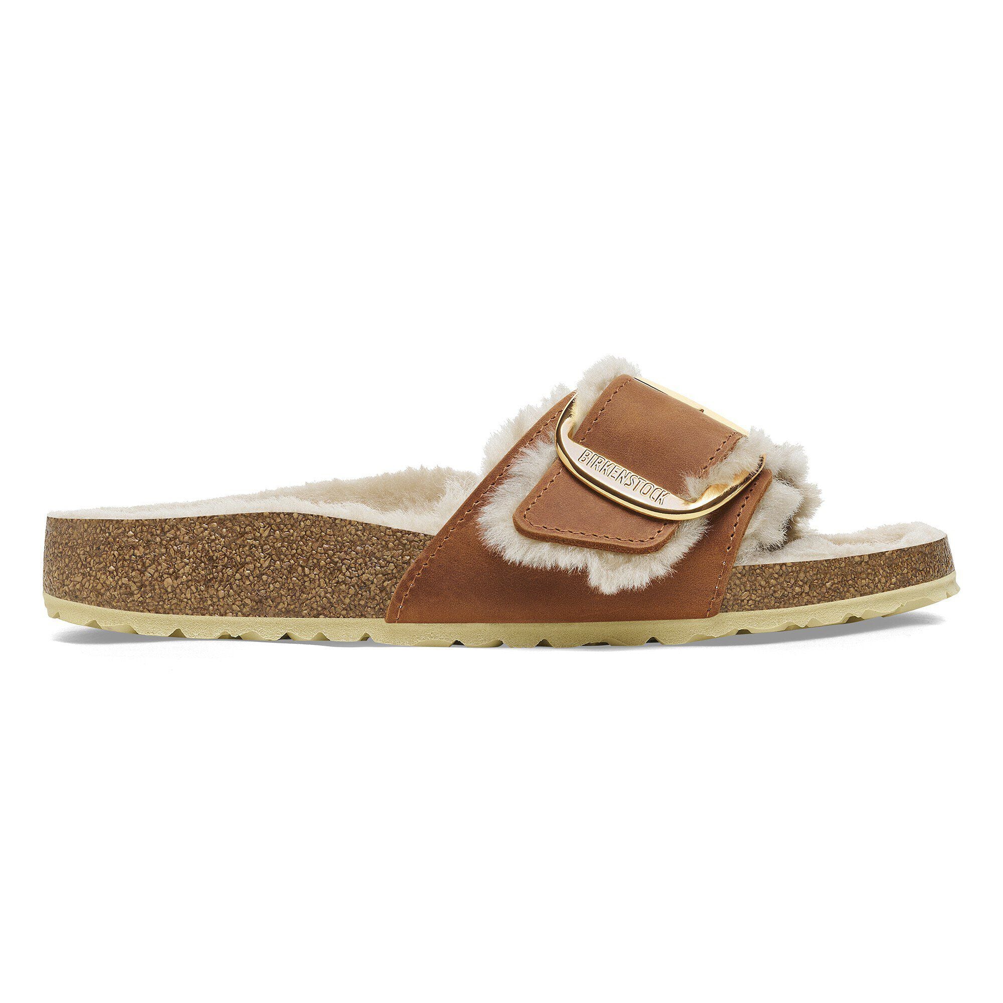 Madrid Big Buckle Shearling Oiled Leather Cognac