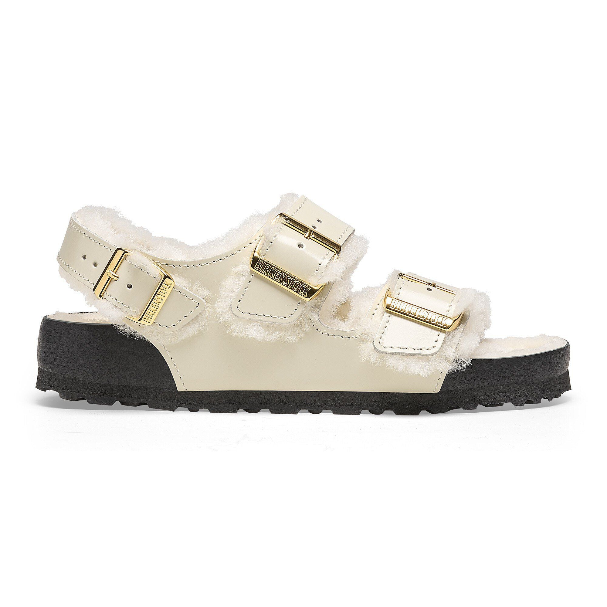 Milano Shearling Natural Leather-Shearling High Shine Ecru
