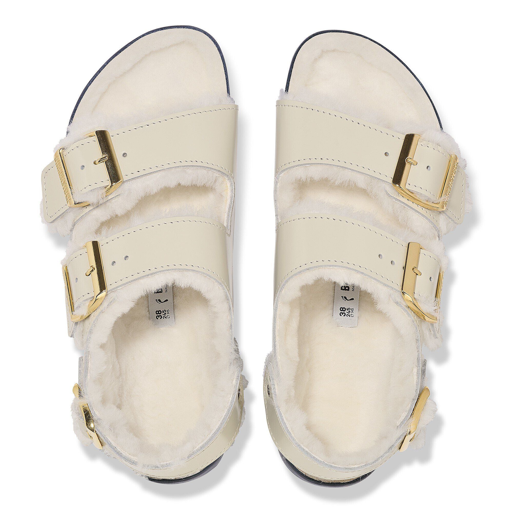 Milano Shearling Natural Leather-Shearling High Shine Ecru