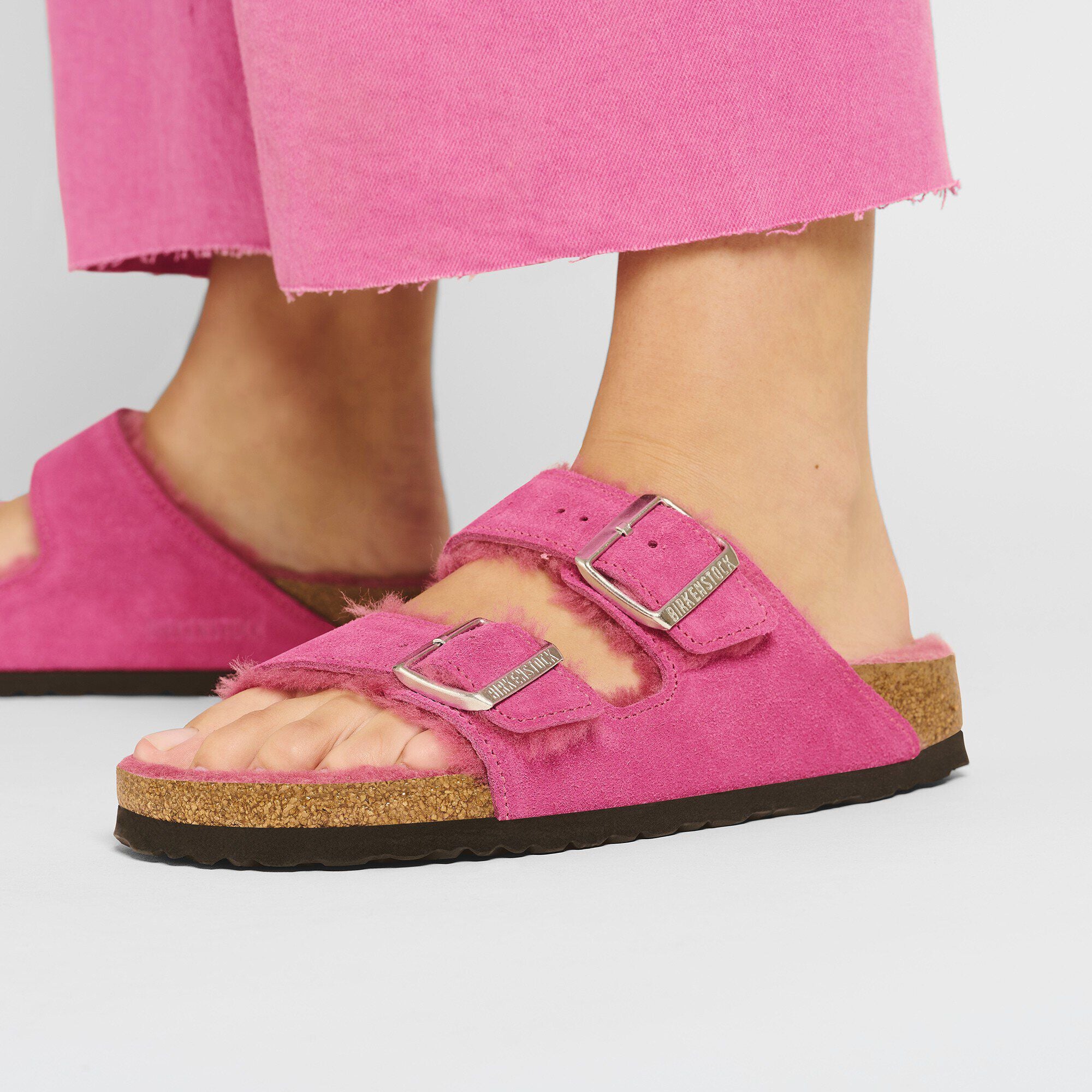 Arizona Shearling Suede Leather-Shearling Fuchsia Tulip