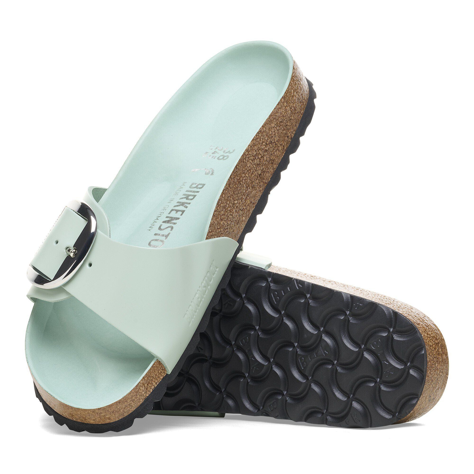 Madrid Big Buckle Natural Leather Patent
