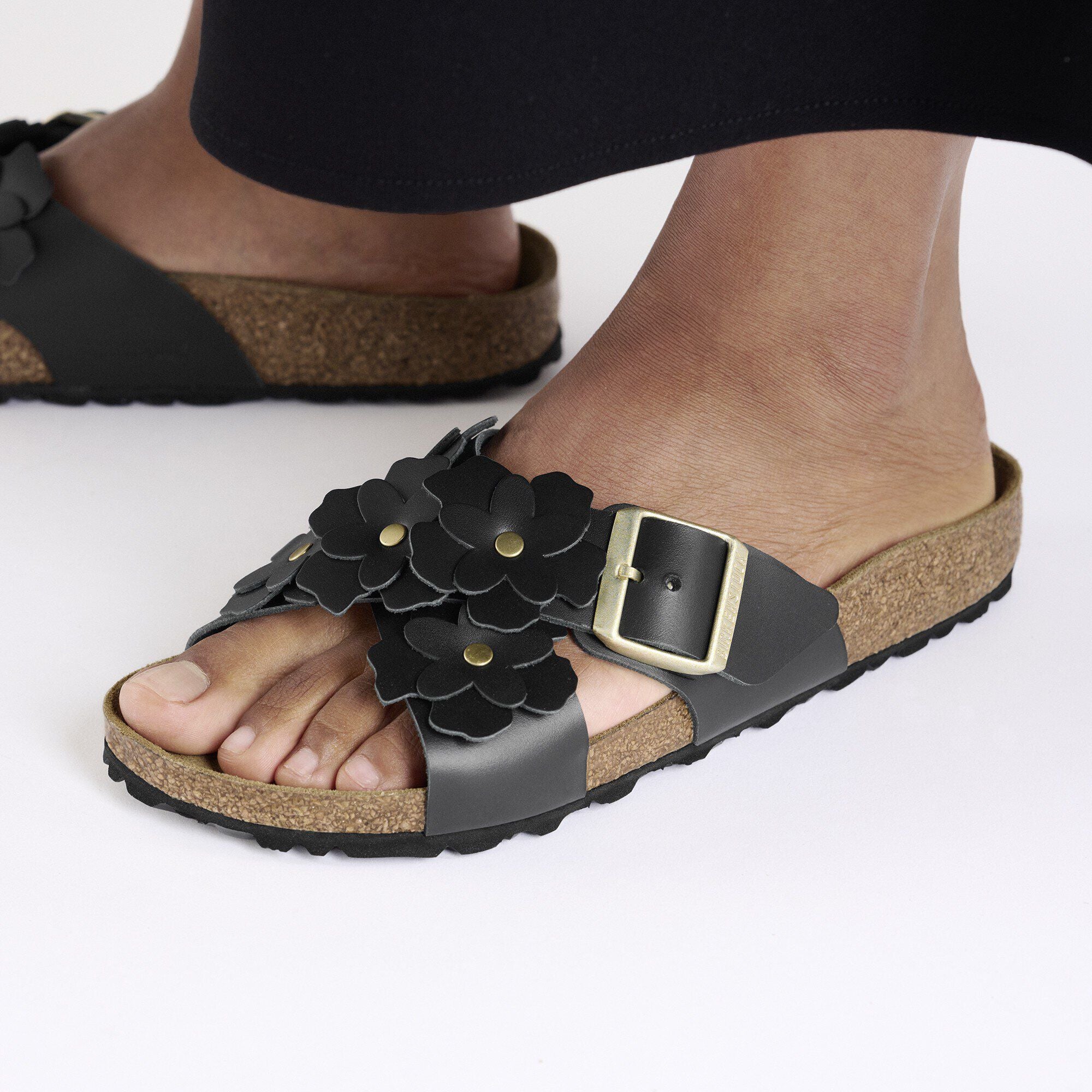 Siena Flower Embellishment Natural Leather