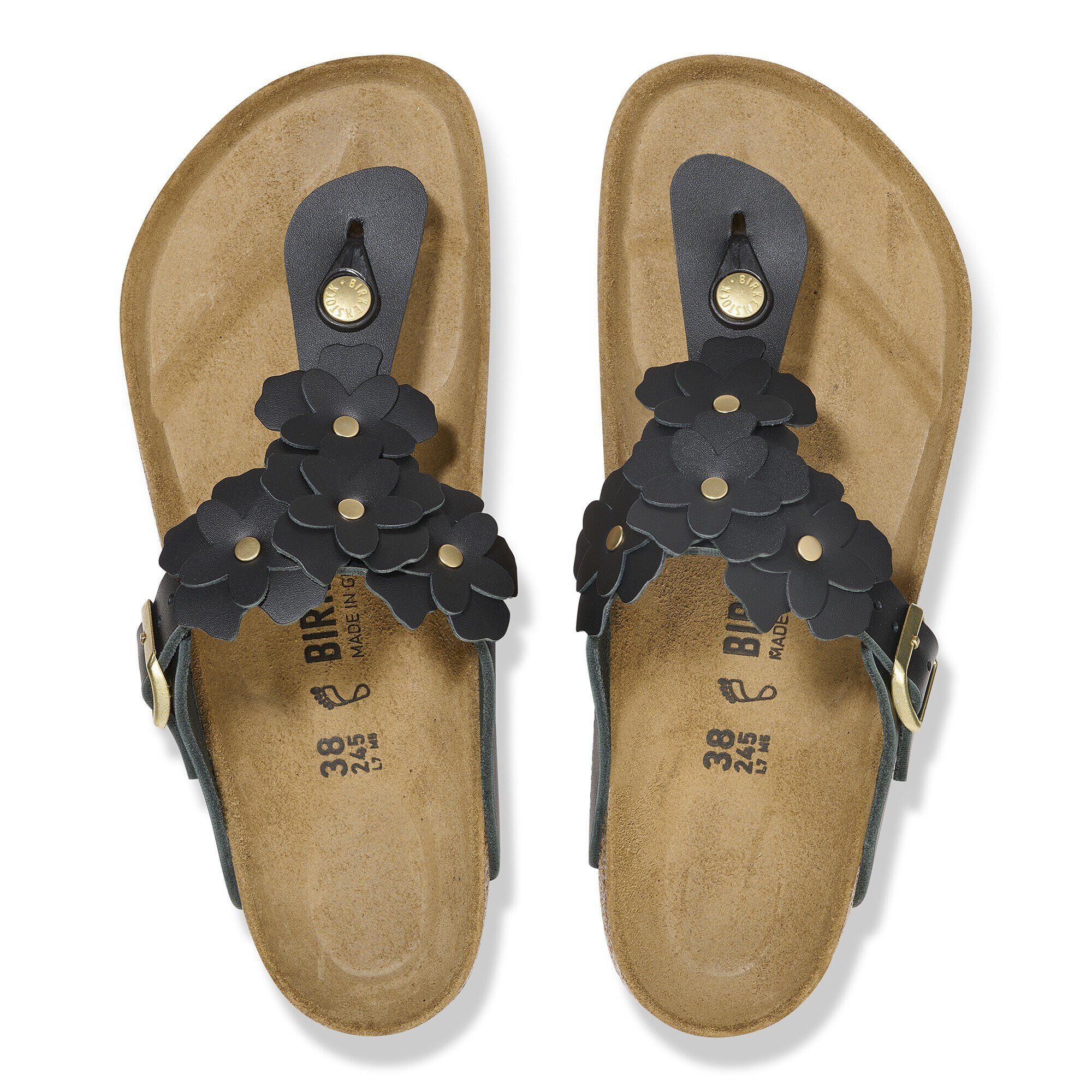 Gizeh Flower Embellishment Natural Leather