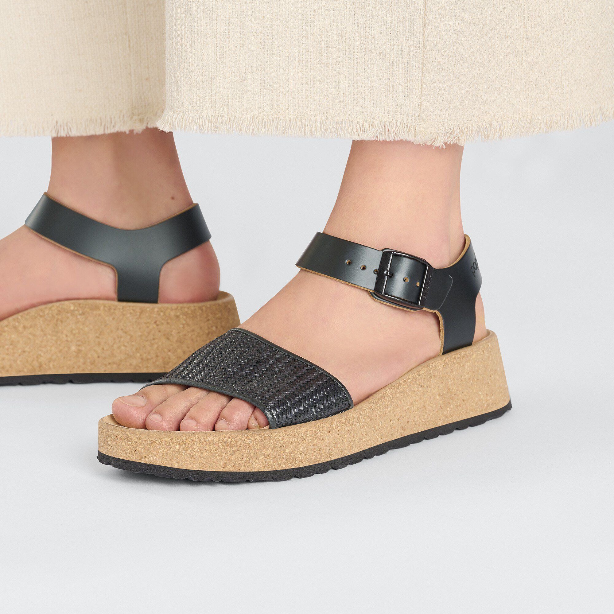 Glenda Natural Leather-Synthetics Black