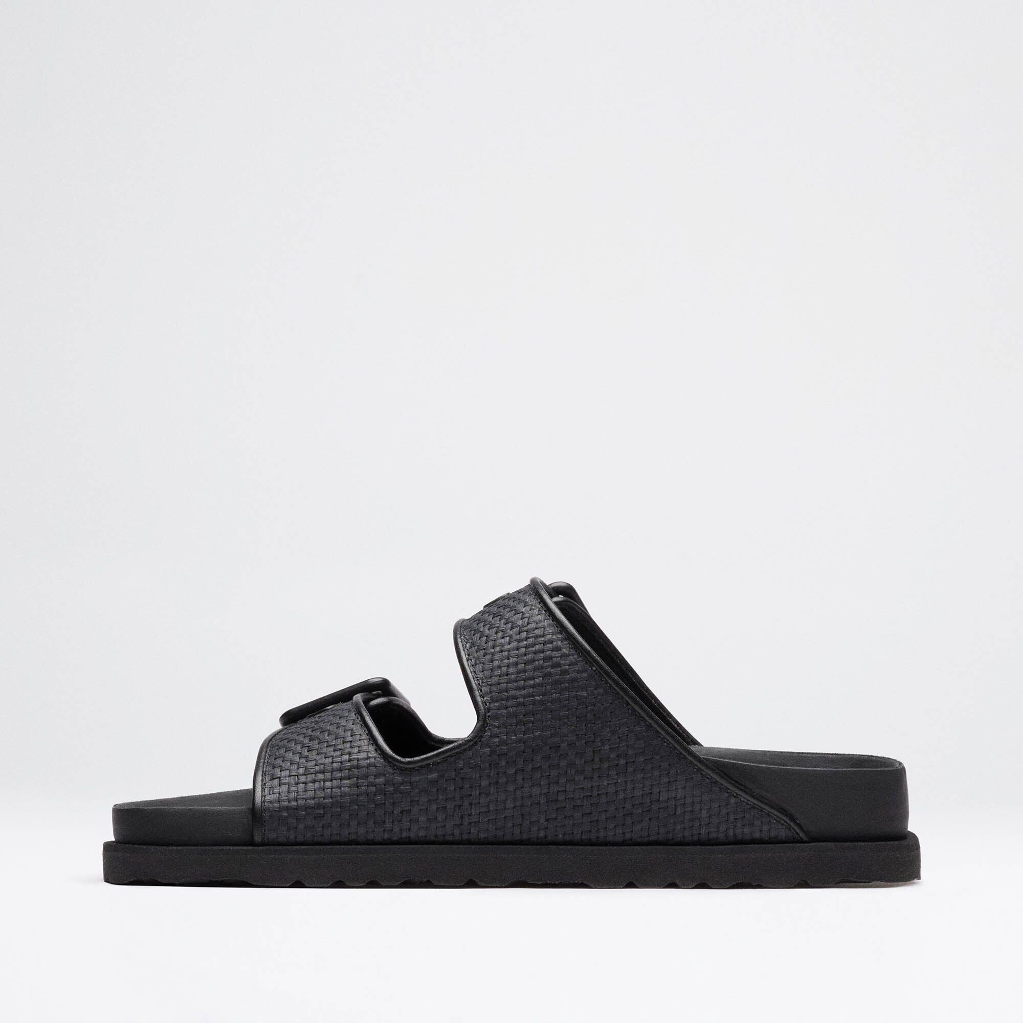 Arizona Raffia Mixed Material Black