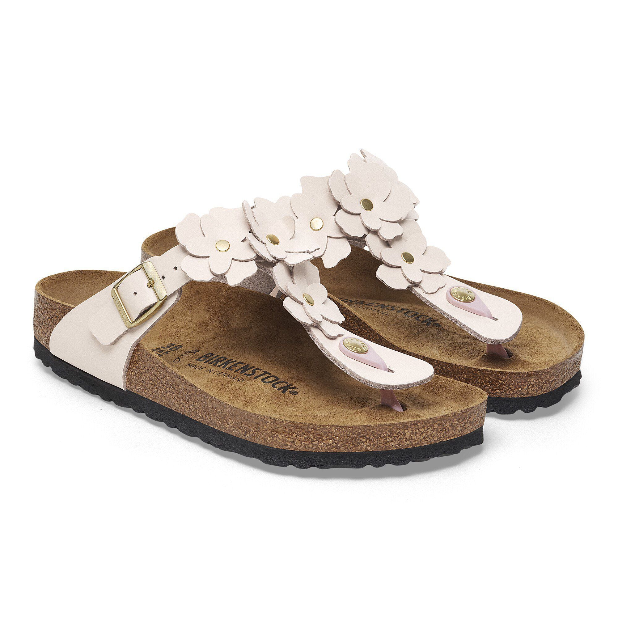 Gizeh Flower Embellishment Natural Leather