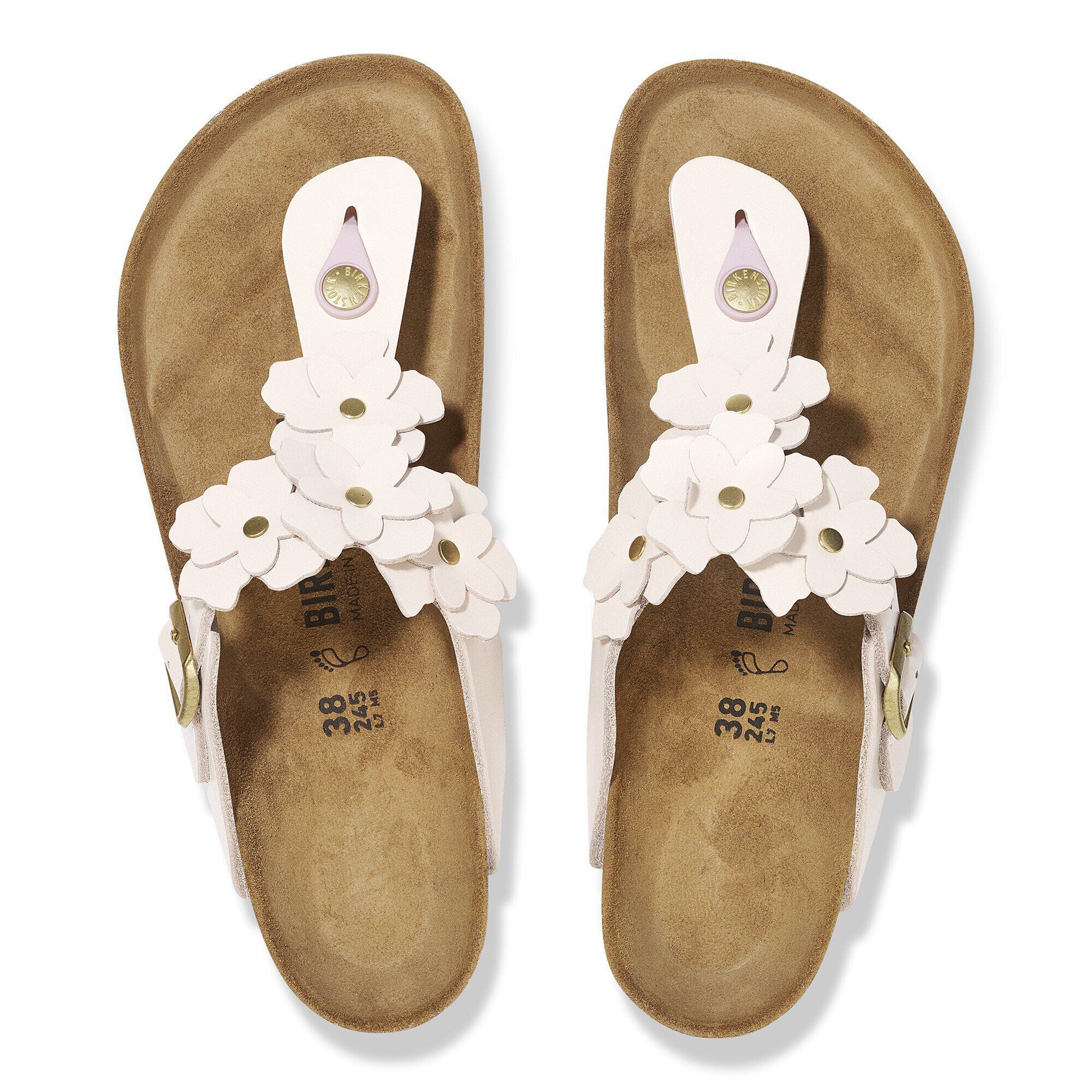 Gizeh Flower Embellishment Natural Leather