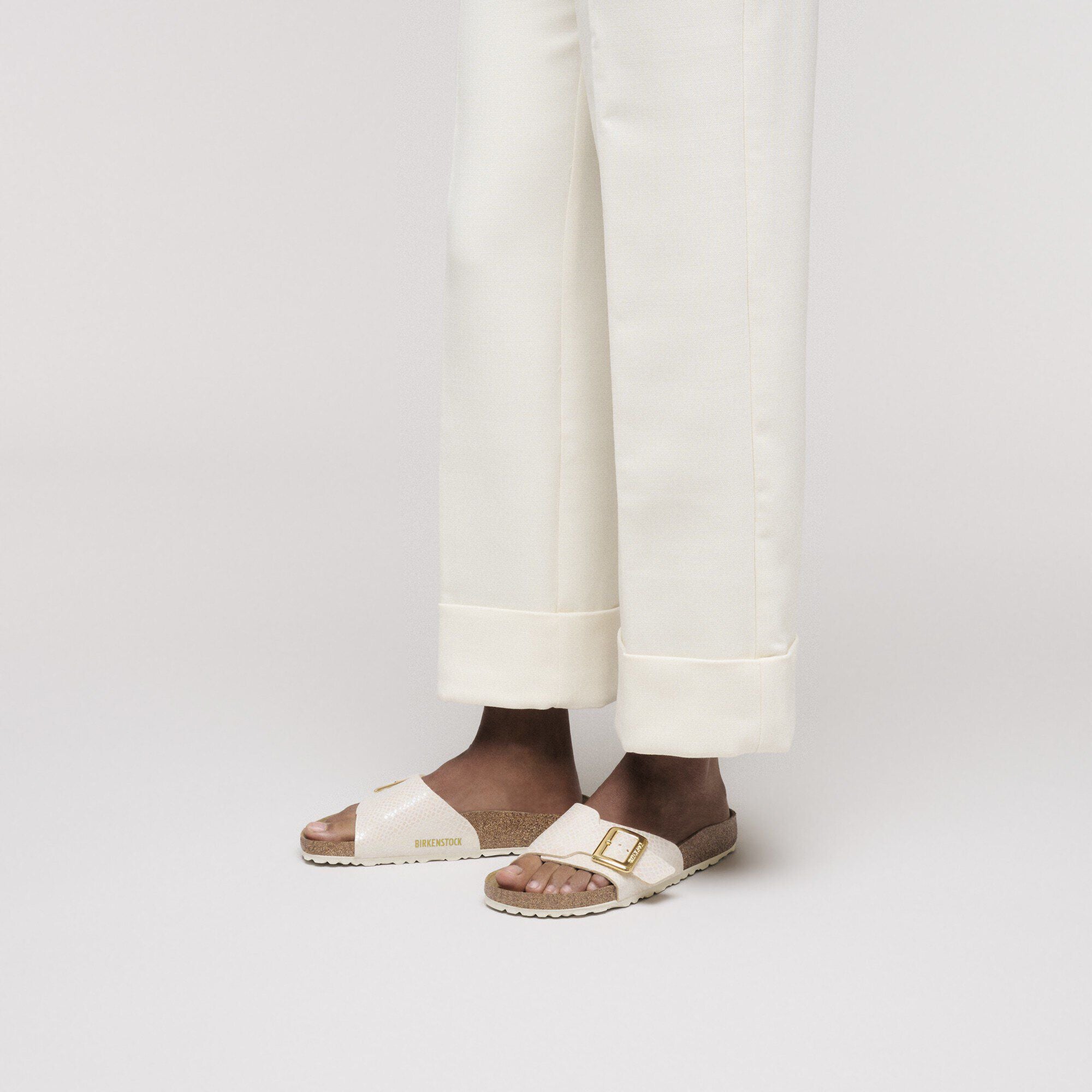 Catalina Luxe Buckle Synthetics Shiny Snake Cream