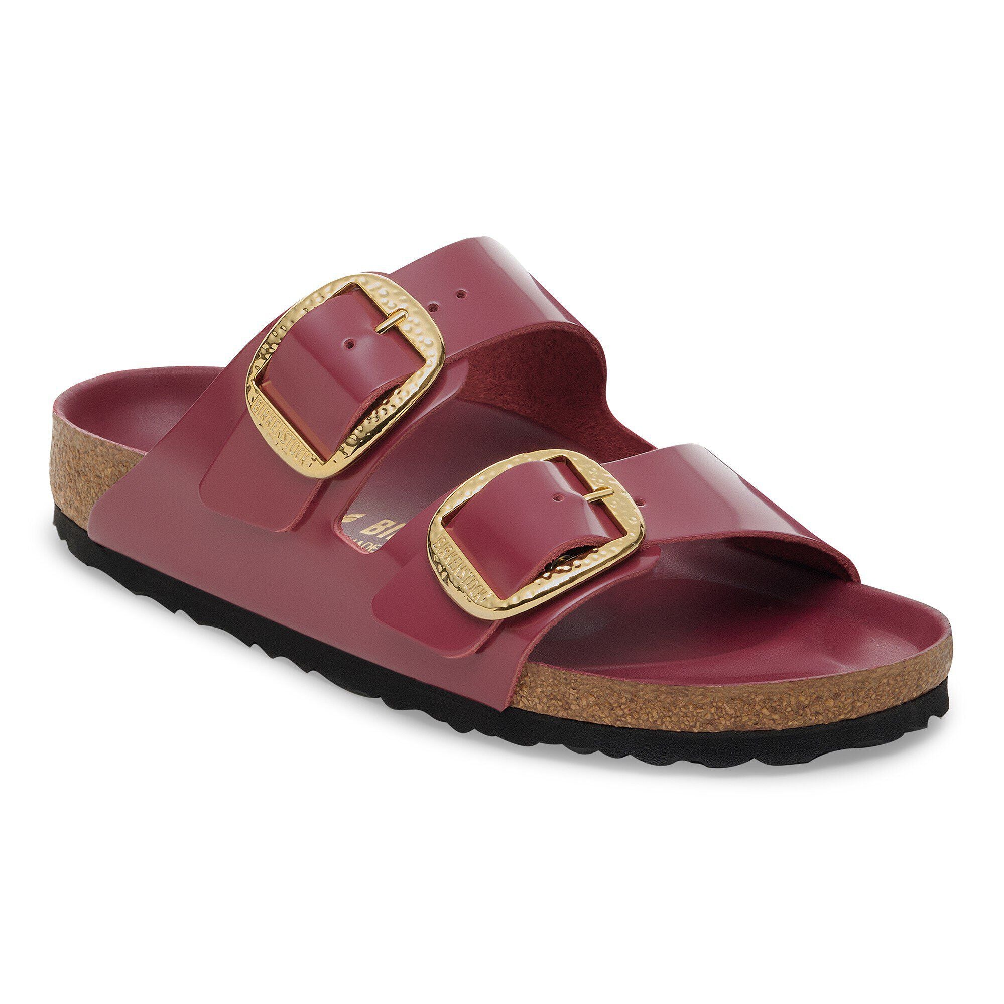 Arizona Hammered Big Buckle Natural Leather Patent Zinfandel High Shine