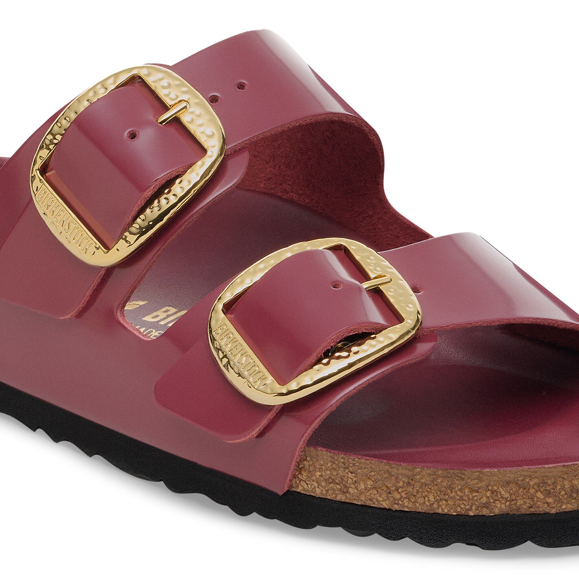 Arizona Hammered Big Buckle Natural Leather Patent Zinfandel High Shine