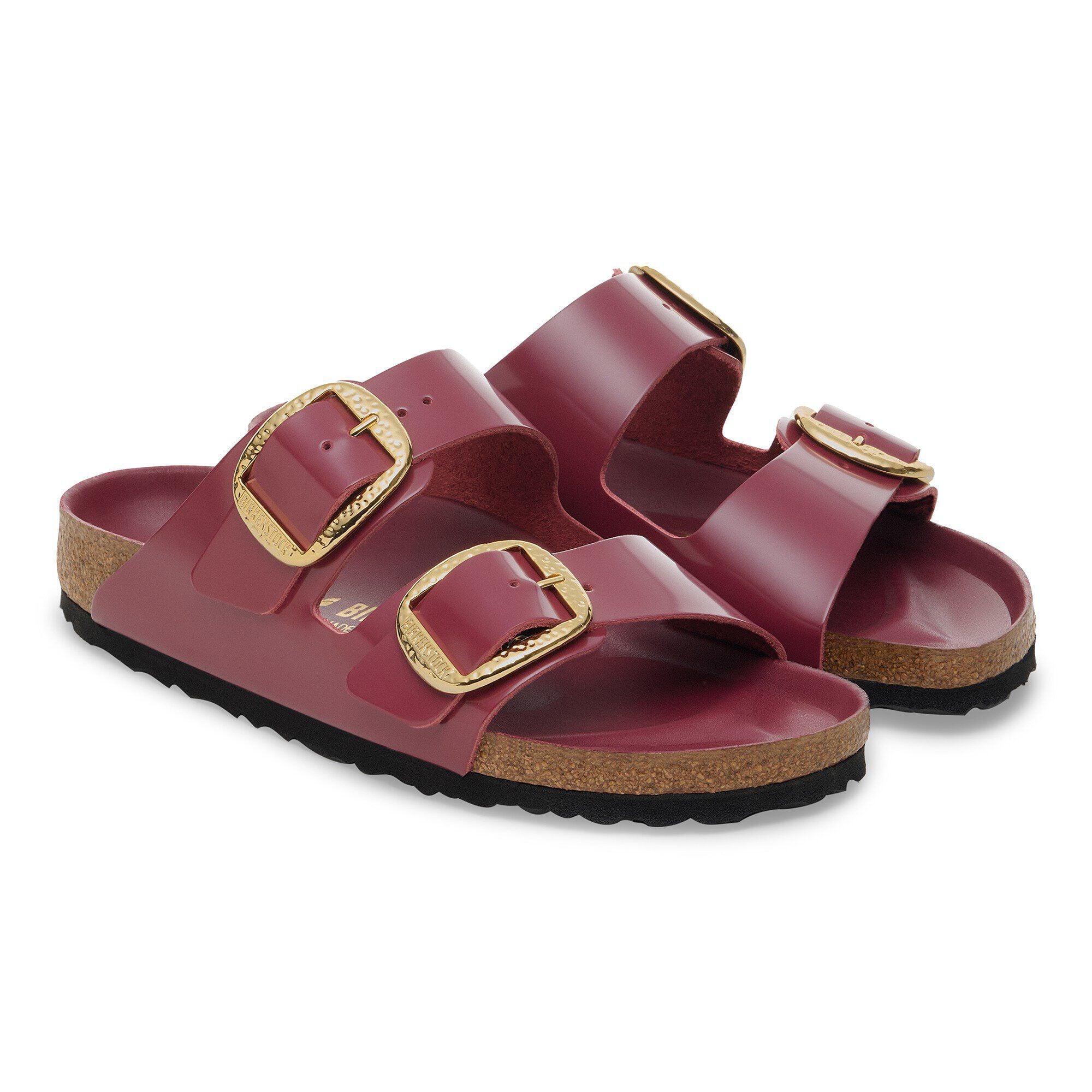 Arizona Hammered Big Buckle Natural Leather Patent Zinfandel High Shine