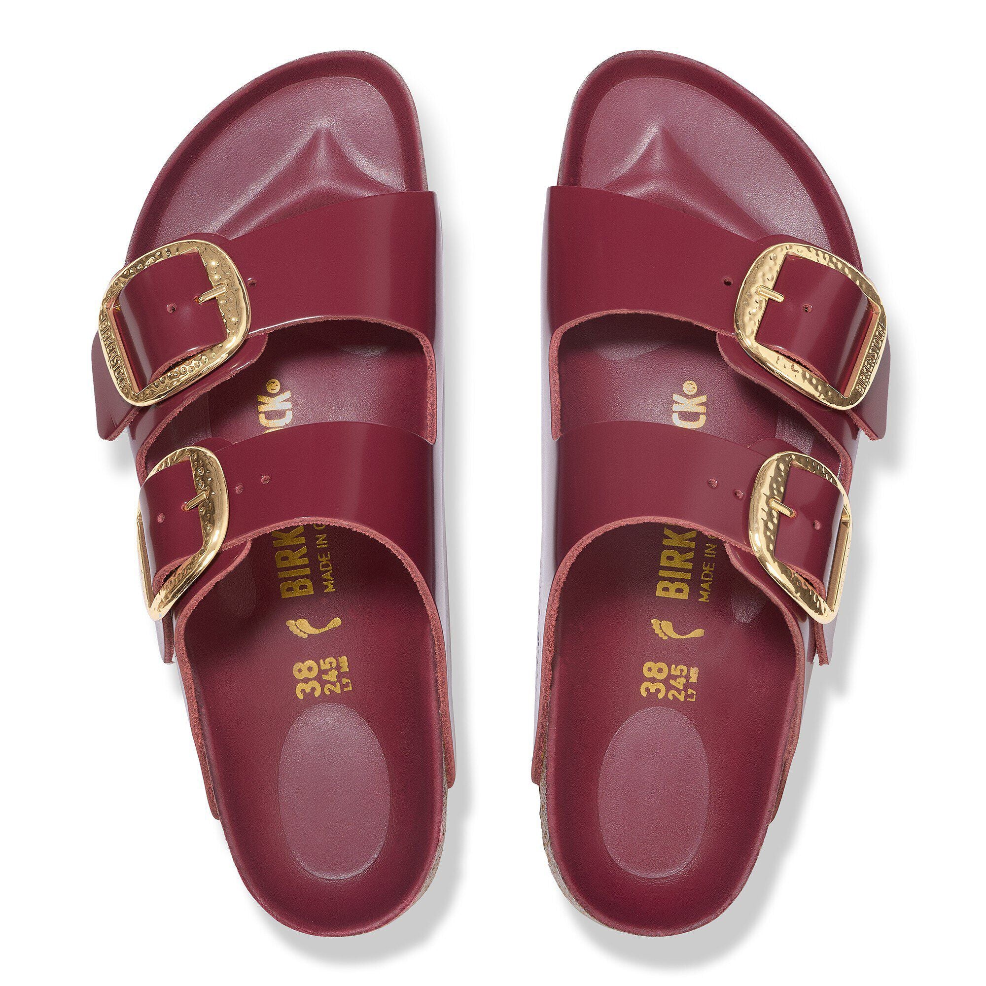 Arizona Hammered Big Buckle Natural Leather Patent Zinfandel High Shine