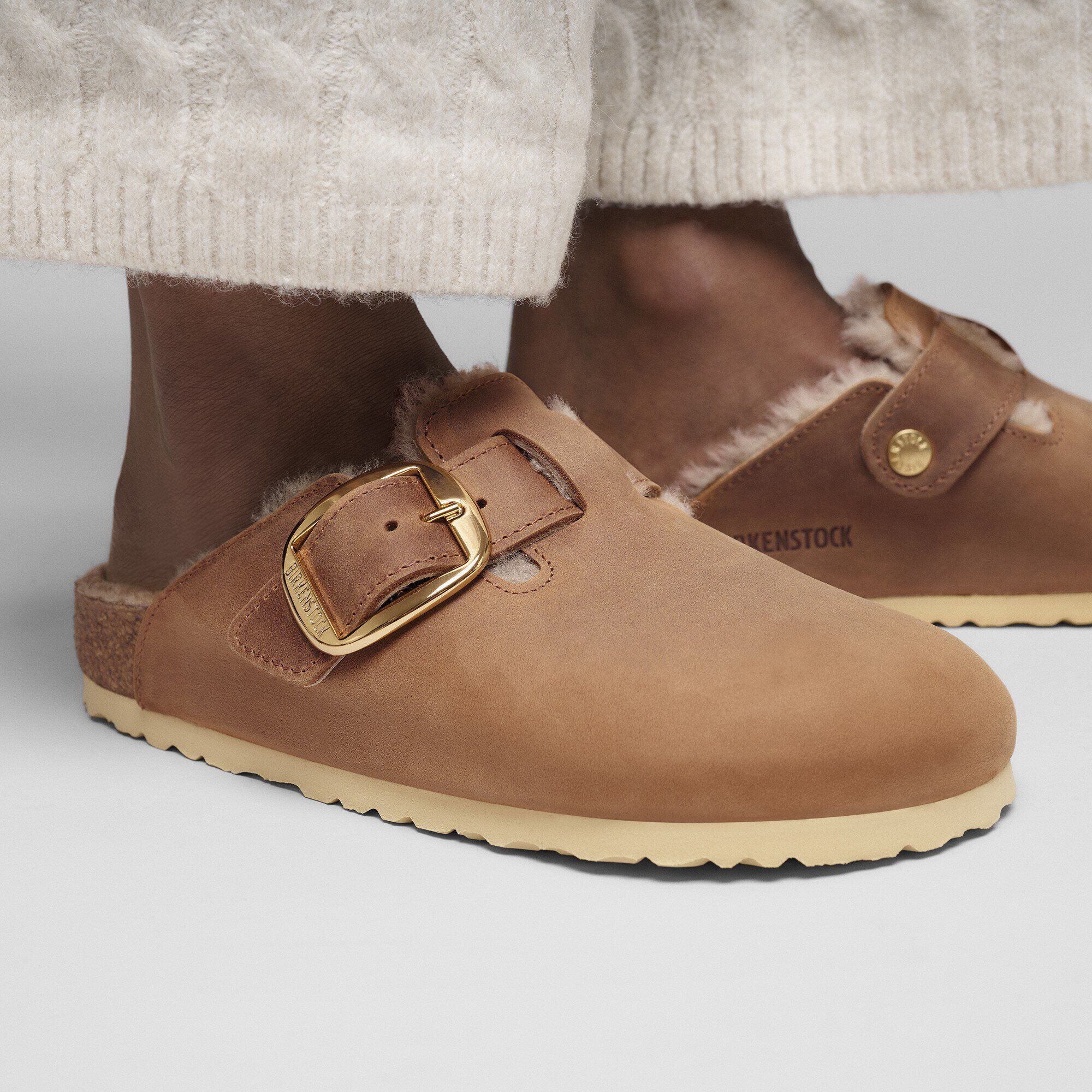 Boston Big Buckle Shearling Natural Leather Oiled