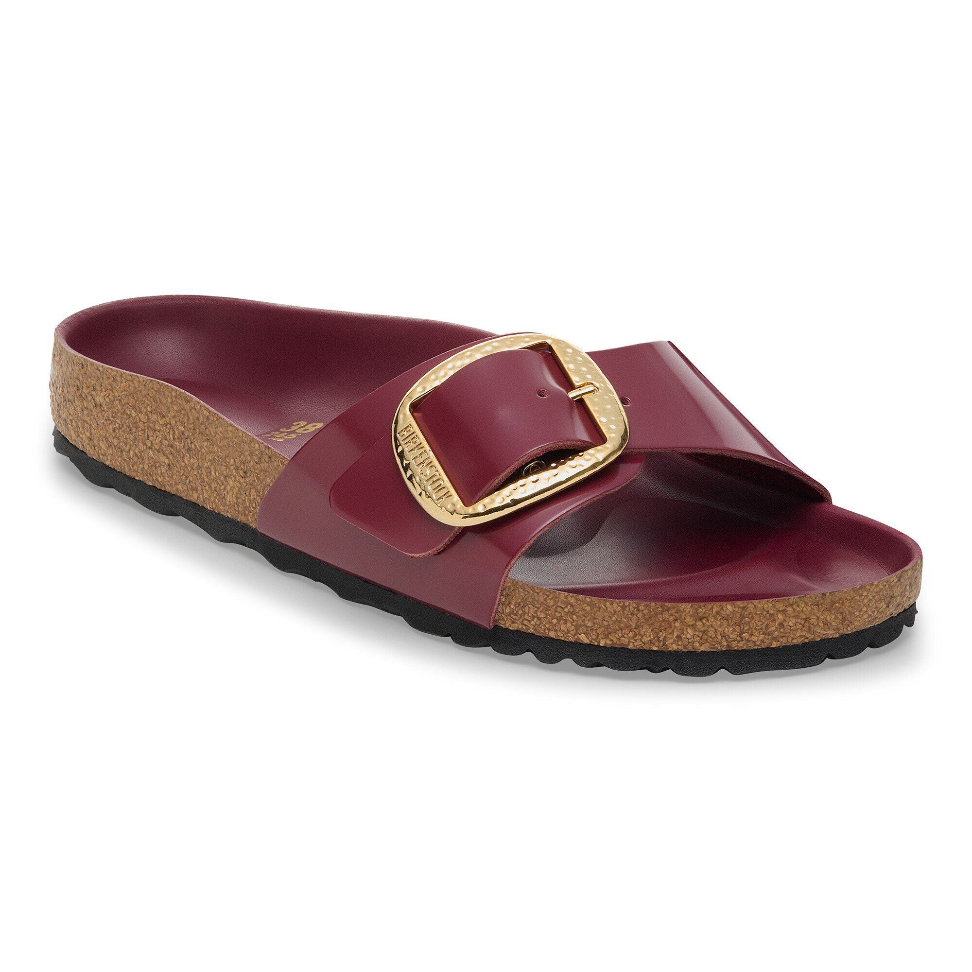 Madrid Hammered Big Buckle Natural Leather Patent Zinfandel High Shine
