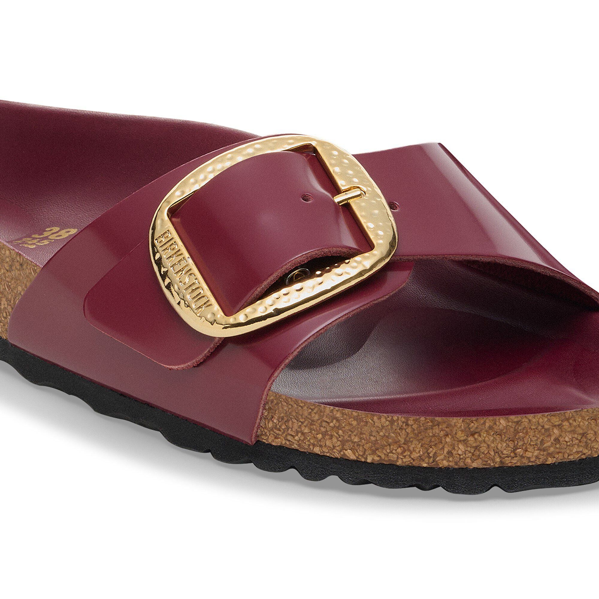 Madrid Hammered Big Buckle Natural Leather Patent Zinfandel High Shine