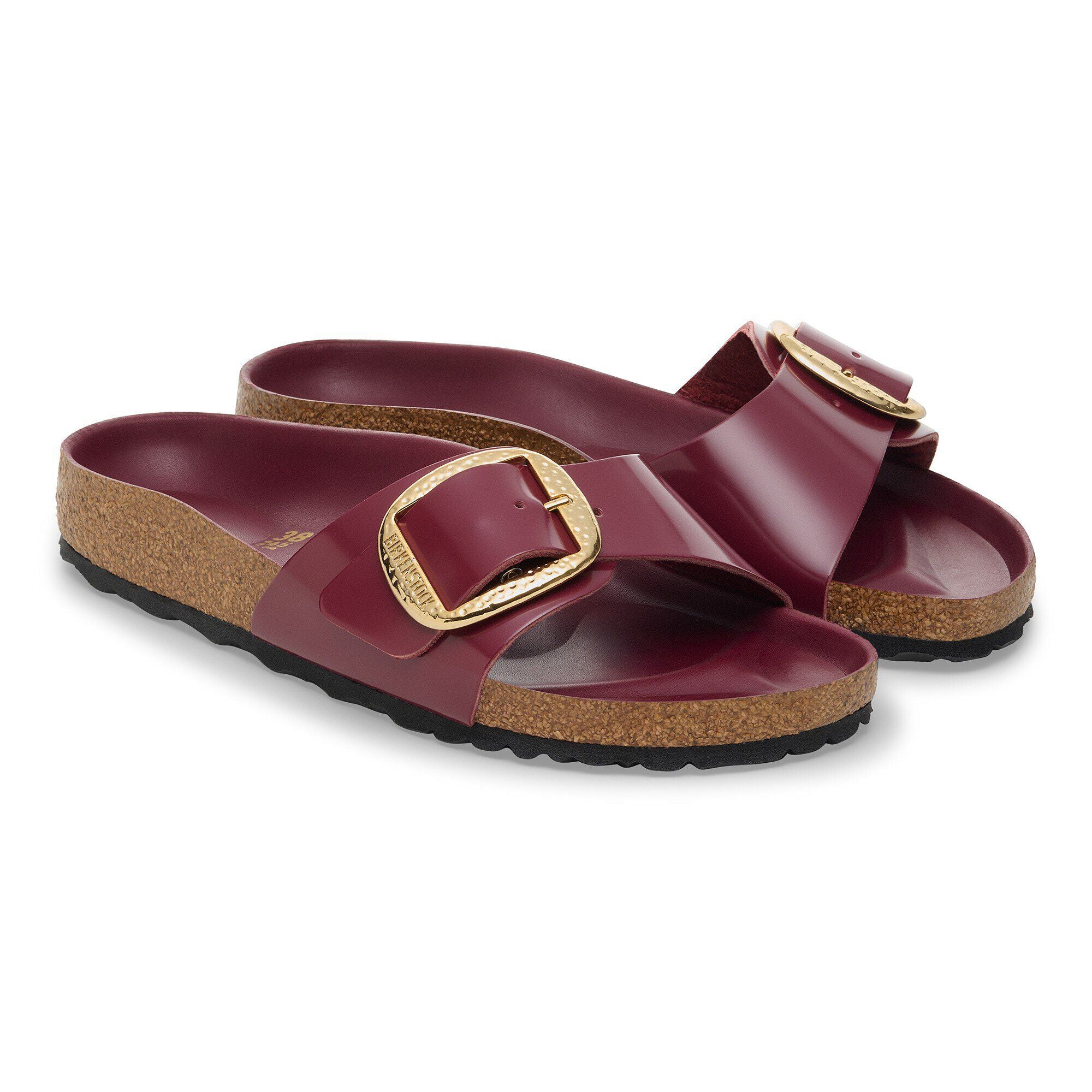 Madrid Hammered Big Buckle Natural Leather Patent Zinfandel High Shine
