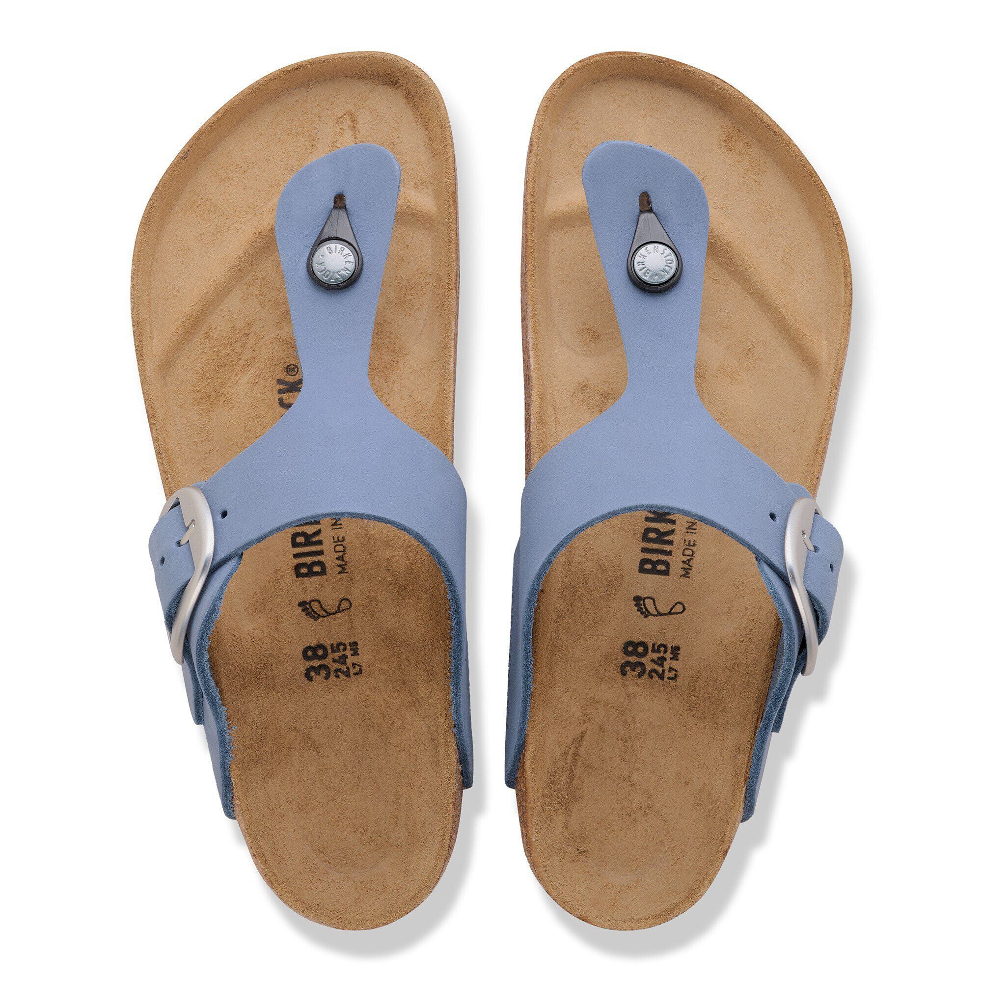 Gizeh Big Buckle Nubuck Leather Stone Blue