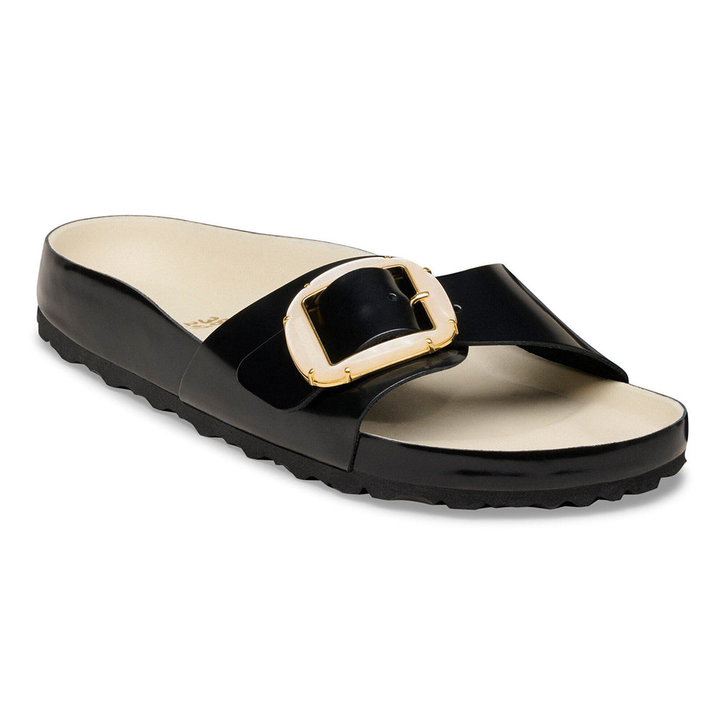 Madrid Big Buckle Pearl Natural Leather Patent High-Shine Black/Ecru