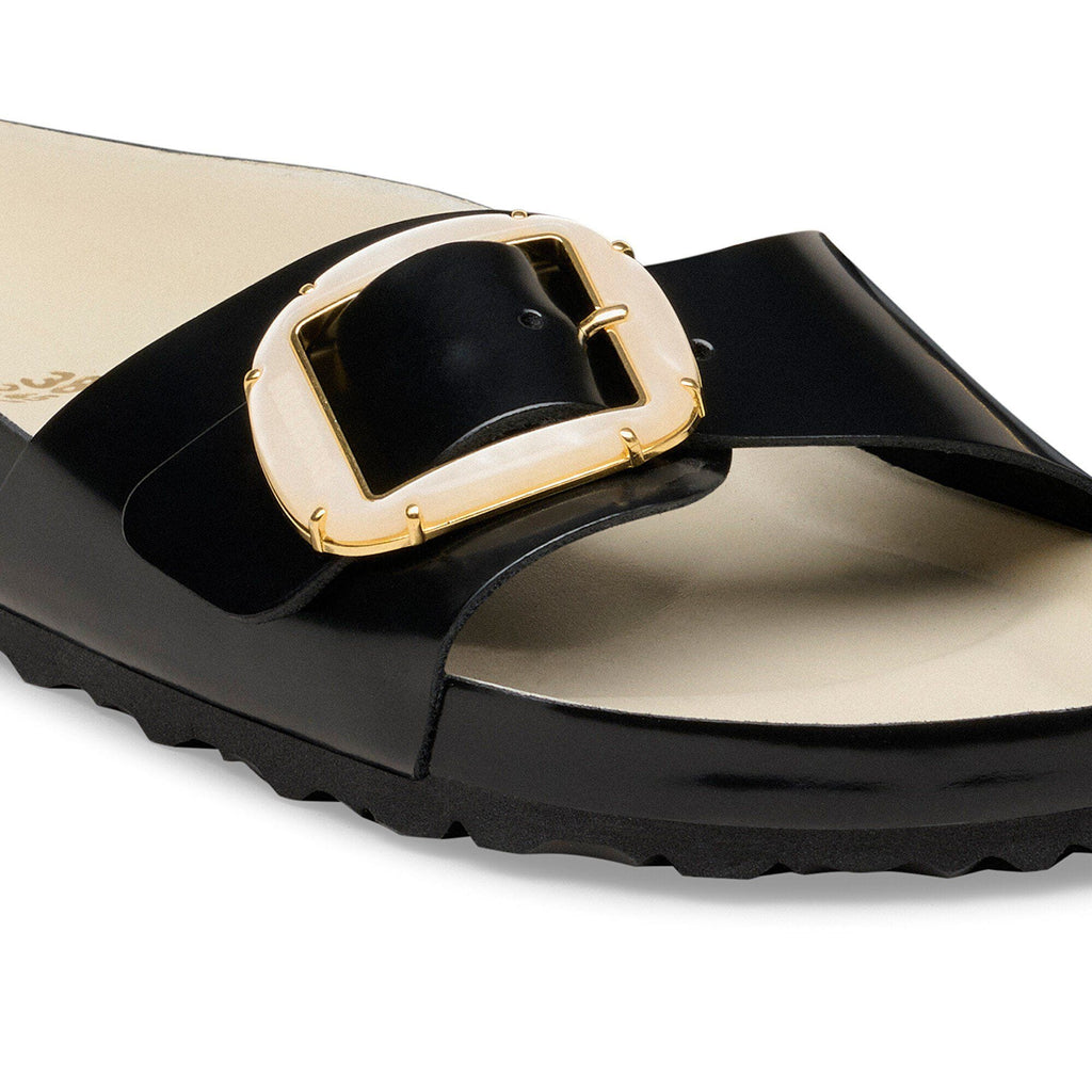Madrid Big Buckle Pearl Natural Leather Patent High-Shine Black/Ecru