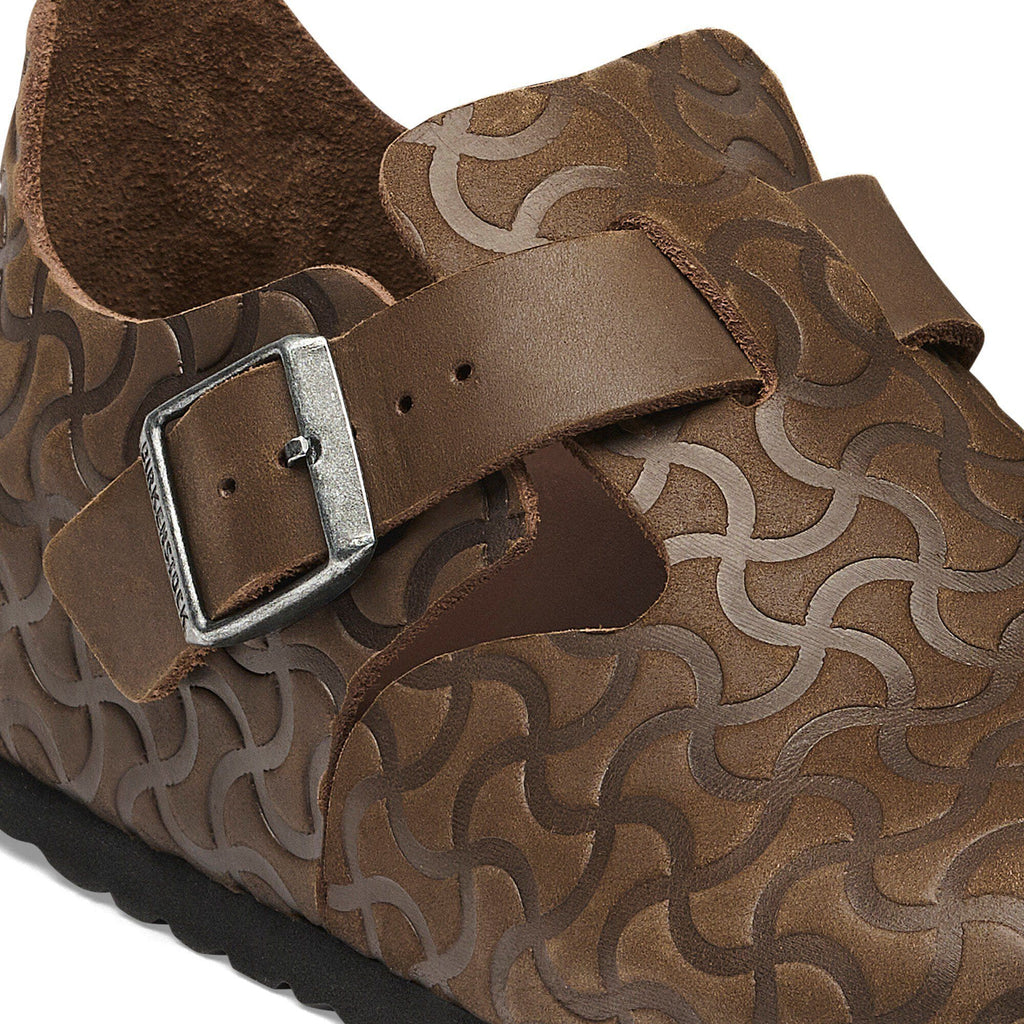 London Single Strap Natural Leather Embossed
