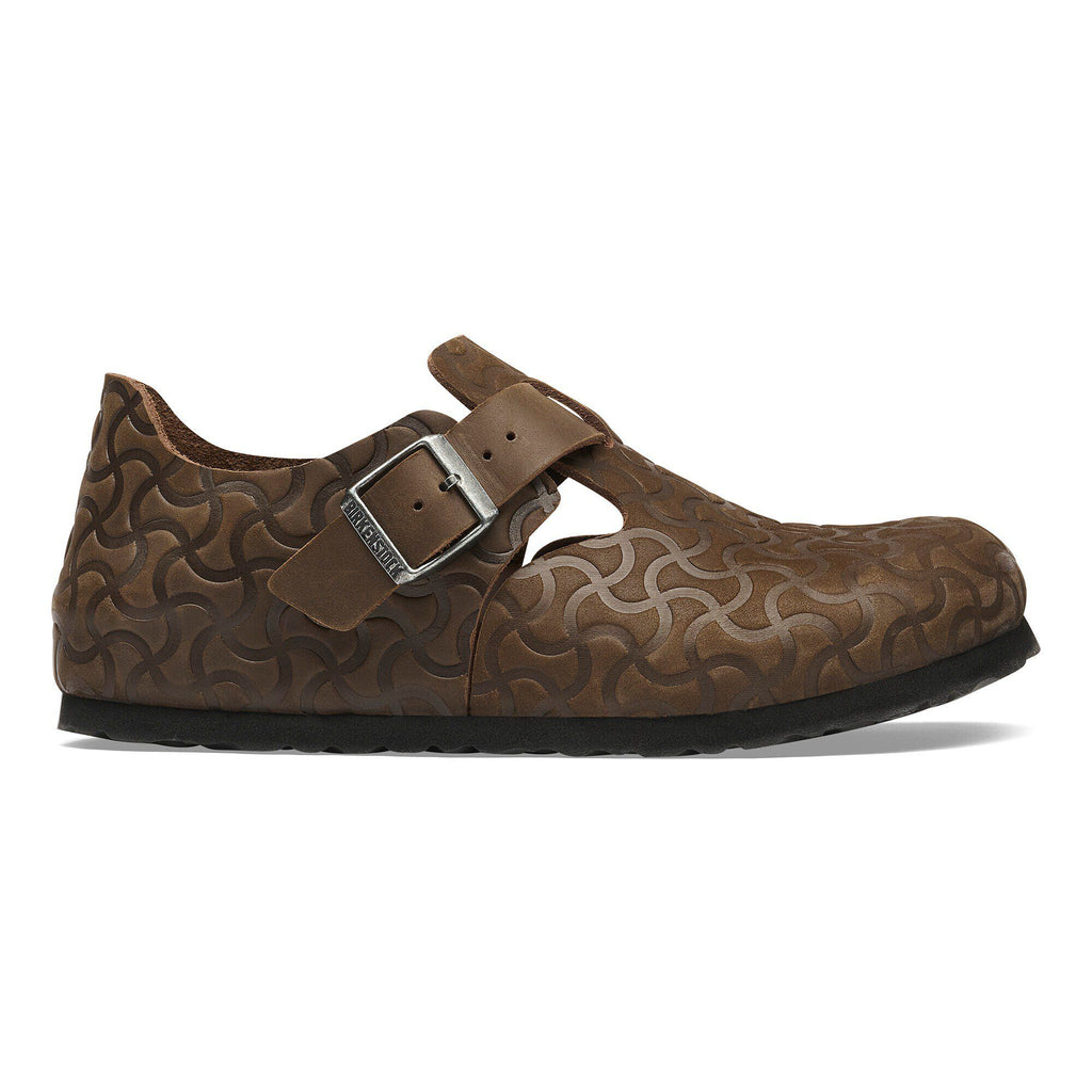 London Single Strap Natural Leather Embossed