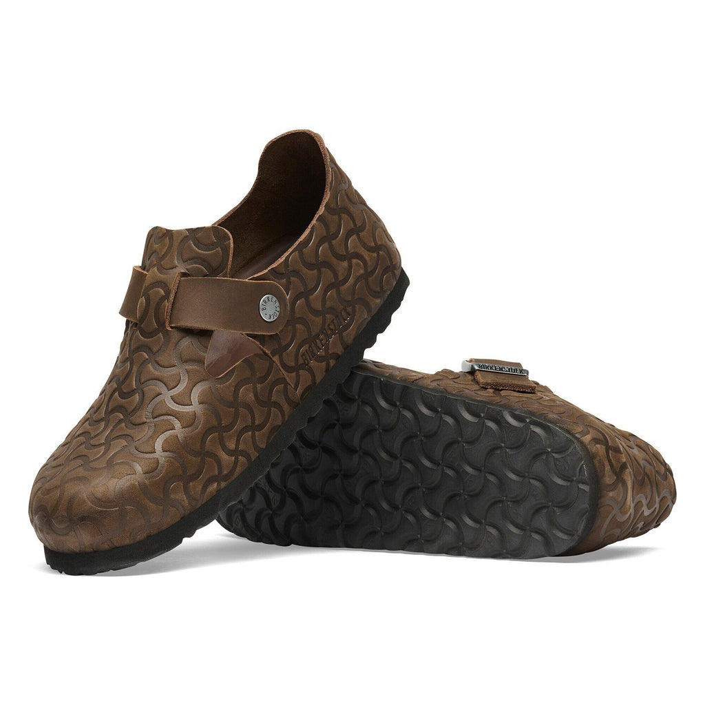 London Single Strap Natural Leather Embossed