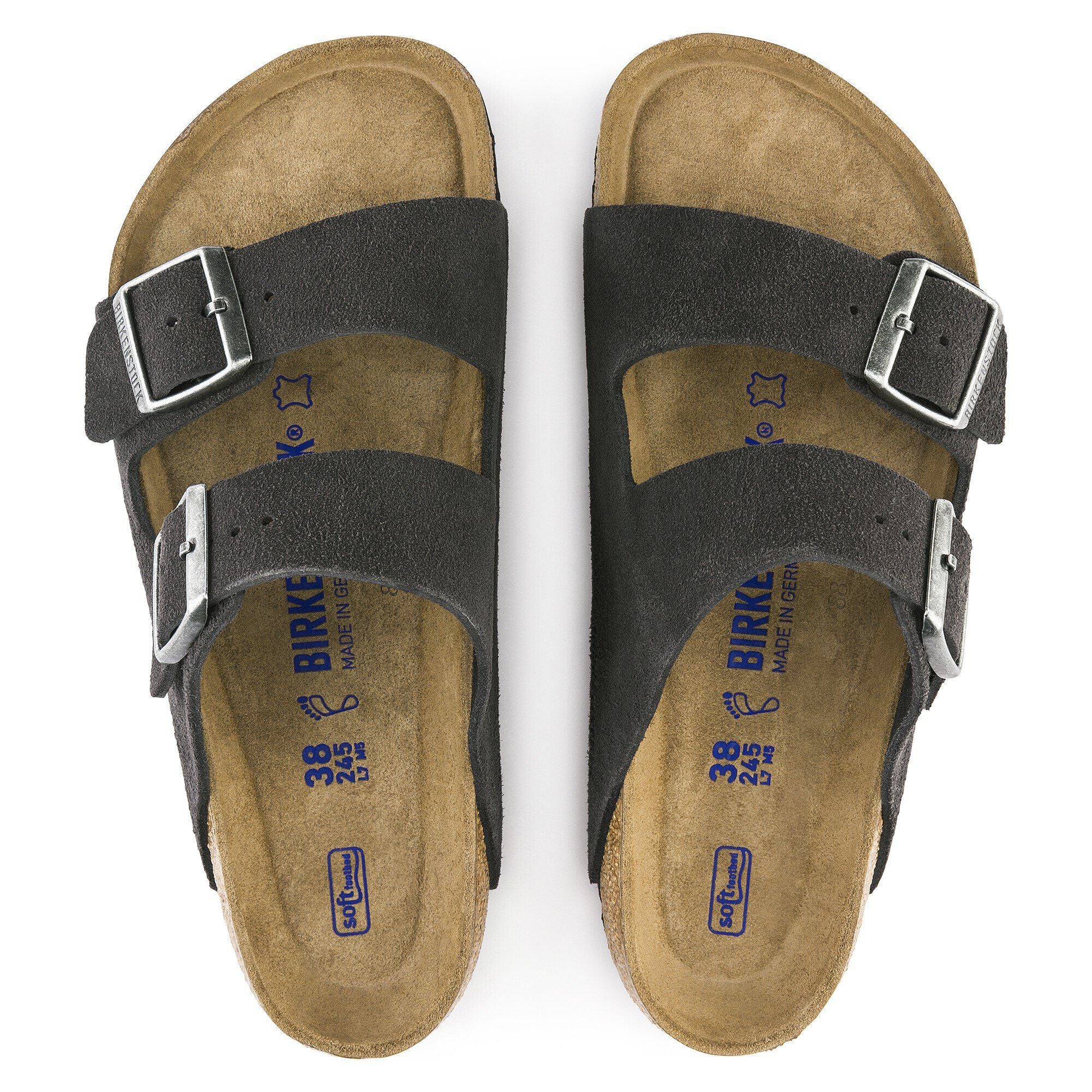 Arizona Soft Footbed Suede Leather Velvet Gray