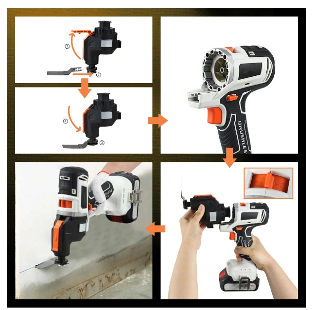 ??Factory Outsale? 12 in 1 Multi-function Drill with Impact drill Reciprocating saw Jig saw Oscillating tool Chainsaw Screwdriver Attachment