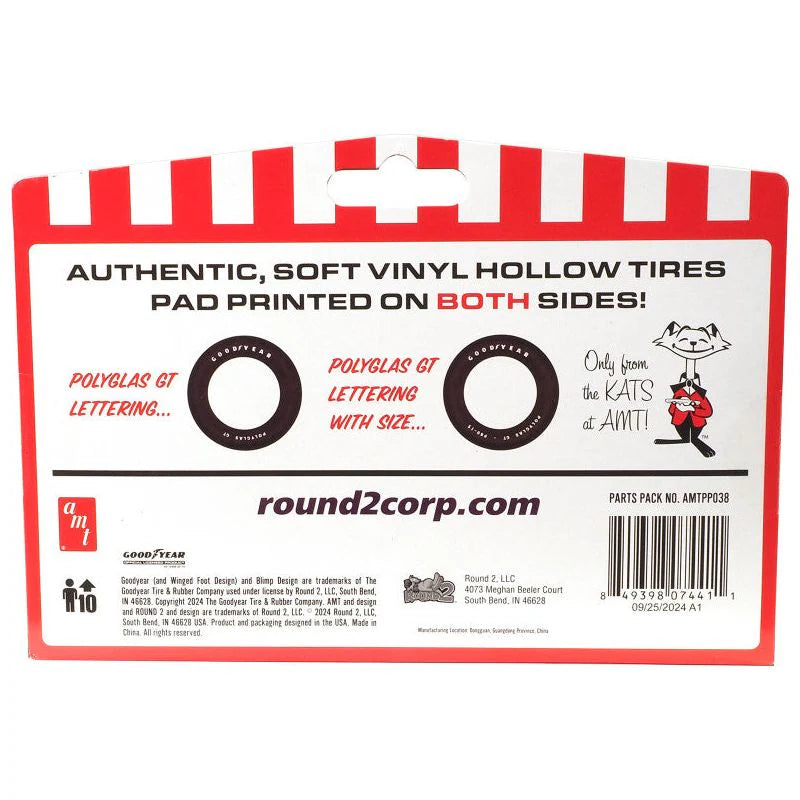 Model Kit "Goodyear Polyglas GT" Tires Set of 8 Pieces for 1/25 Scale Models by AMT