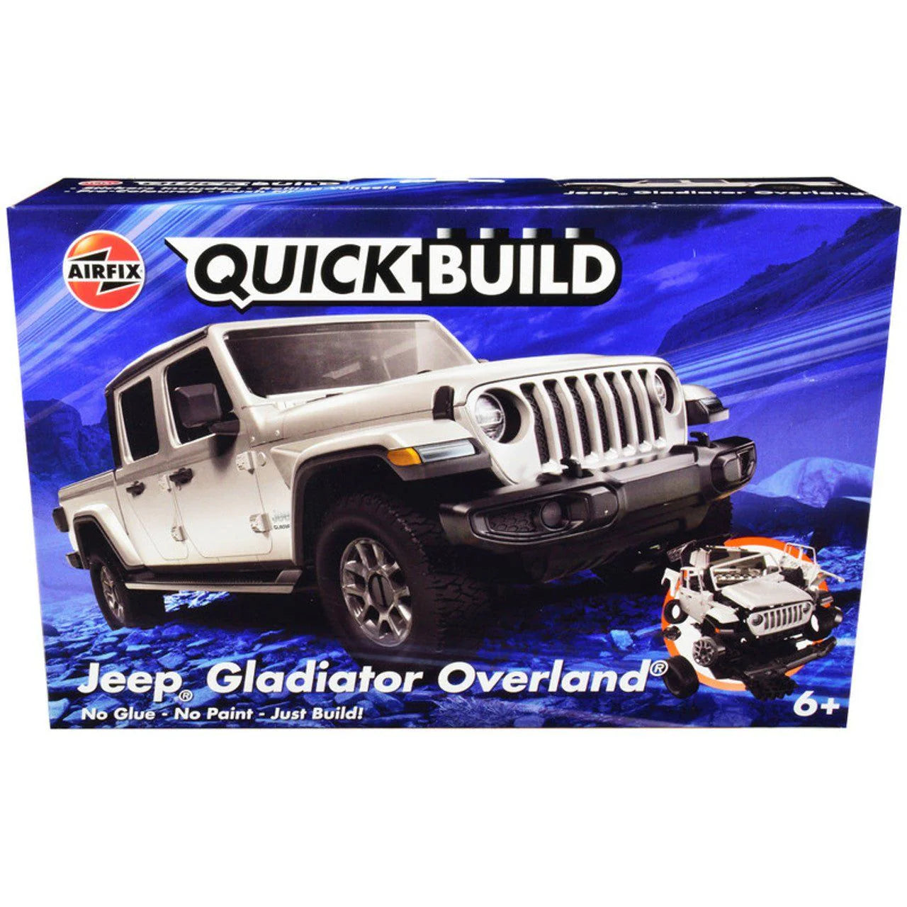 Skill 1 Model Kit Jeep Gladiator (JT) Overland Silver Snap Together Model by Airfix Quickbuild