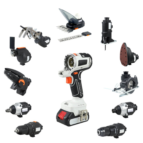??Factory Outsale? 12 in 1 Multi-function Drill with Impact drill Reciprocating saw Jig saw Oscillating tool Chainsaw Screwdriver Attachment