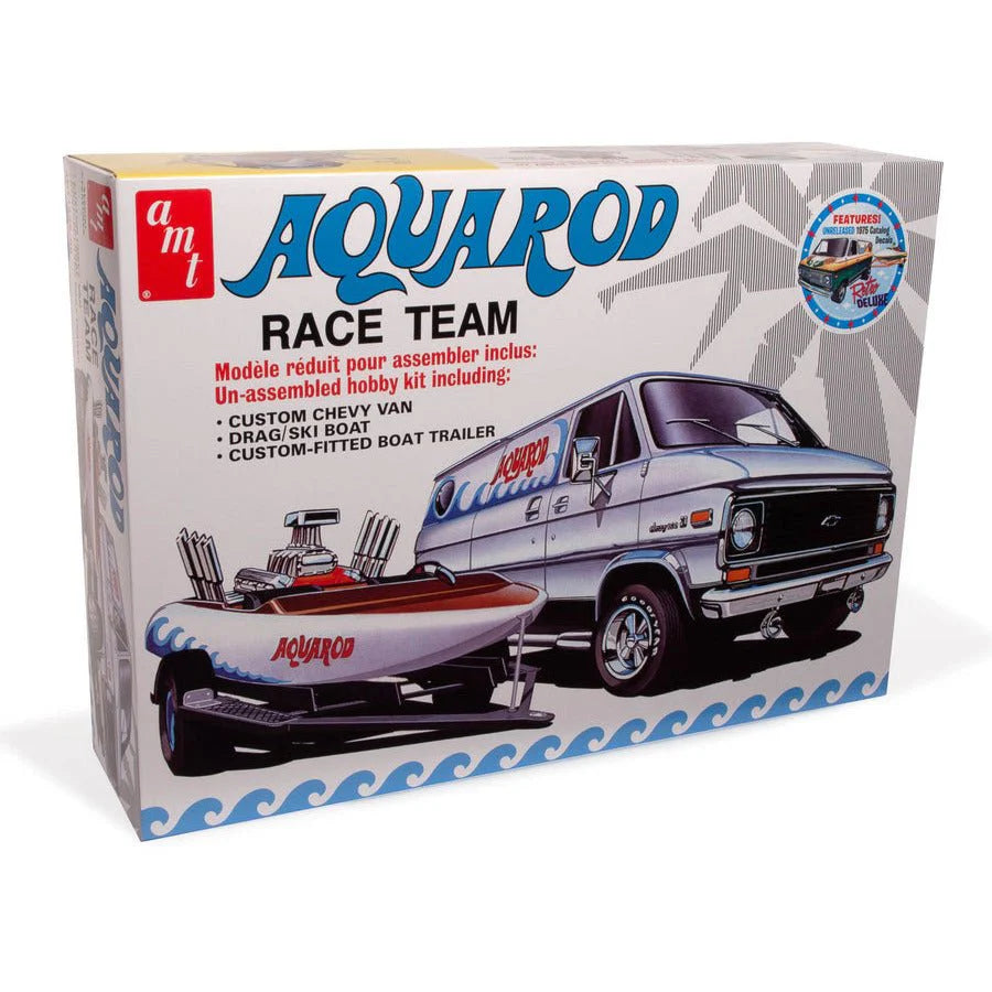 AMT Aqua Rod Race Team 1975 Chevy Van, Race Boat & Trailer 1/25 Scale Model Kit